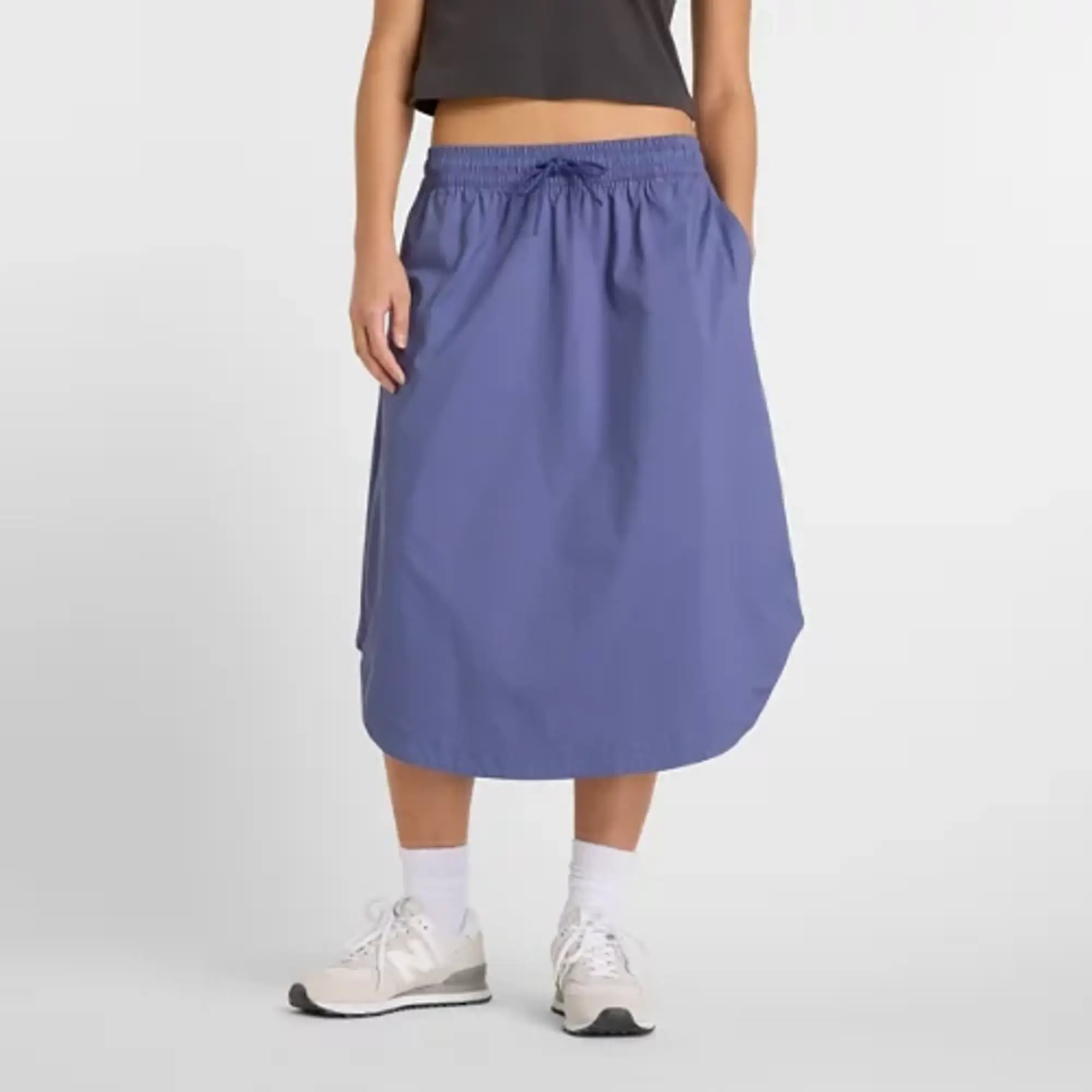 New Balance Women's Twill Midi Skirt in Blue Polywoven