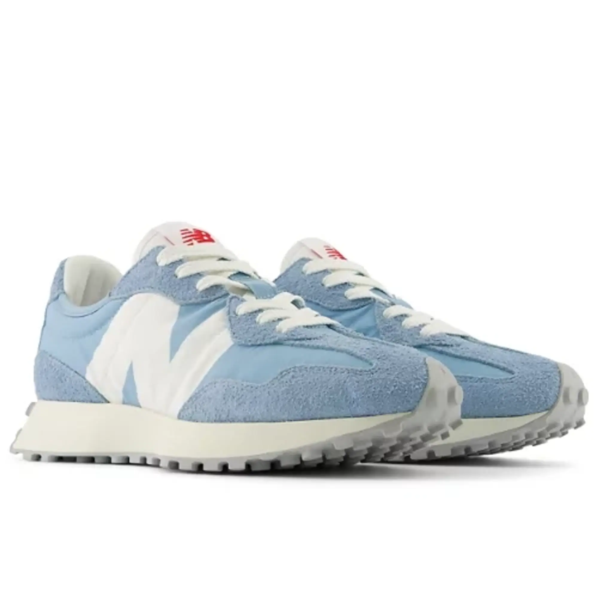 New Balance 327 Trainers in White & Pl Blue