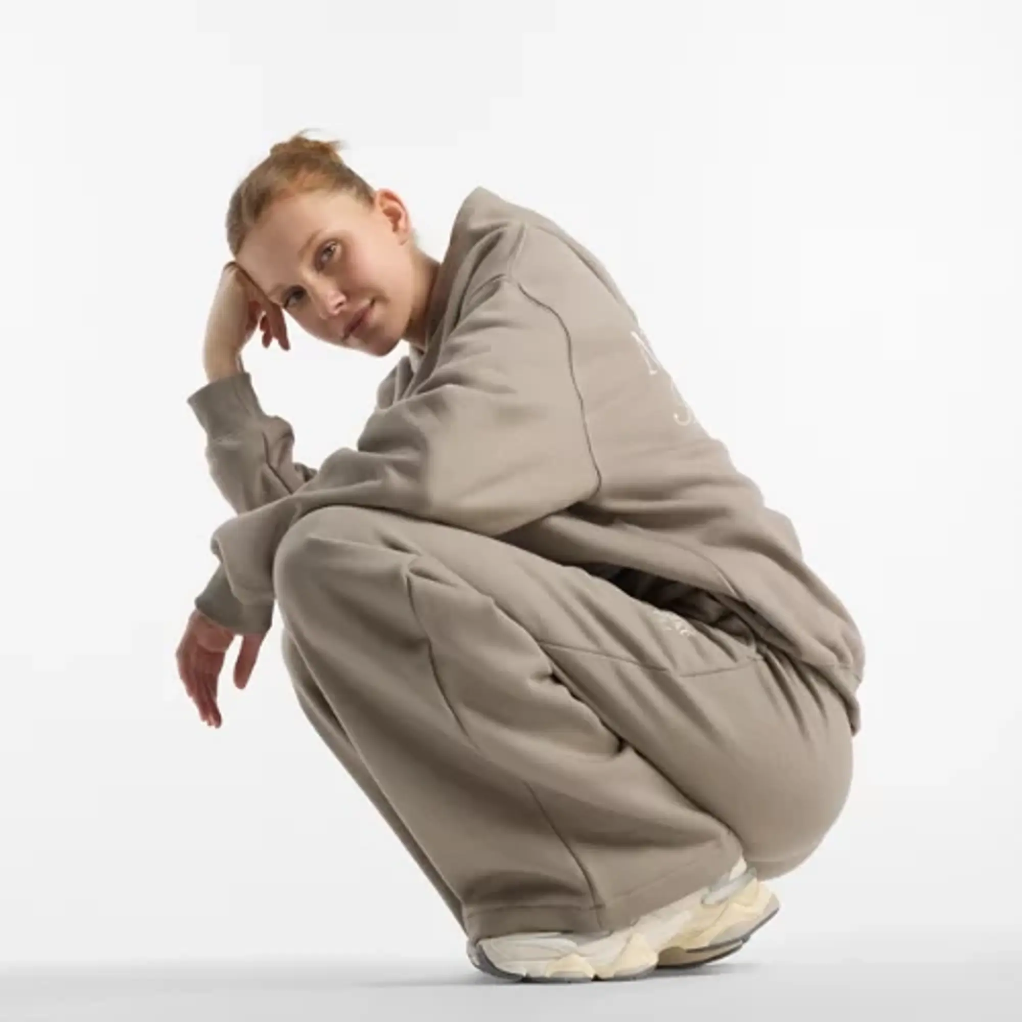 New Balance Women's Wide Leg Jogger in Brown Cotton