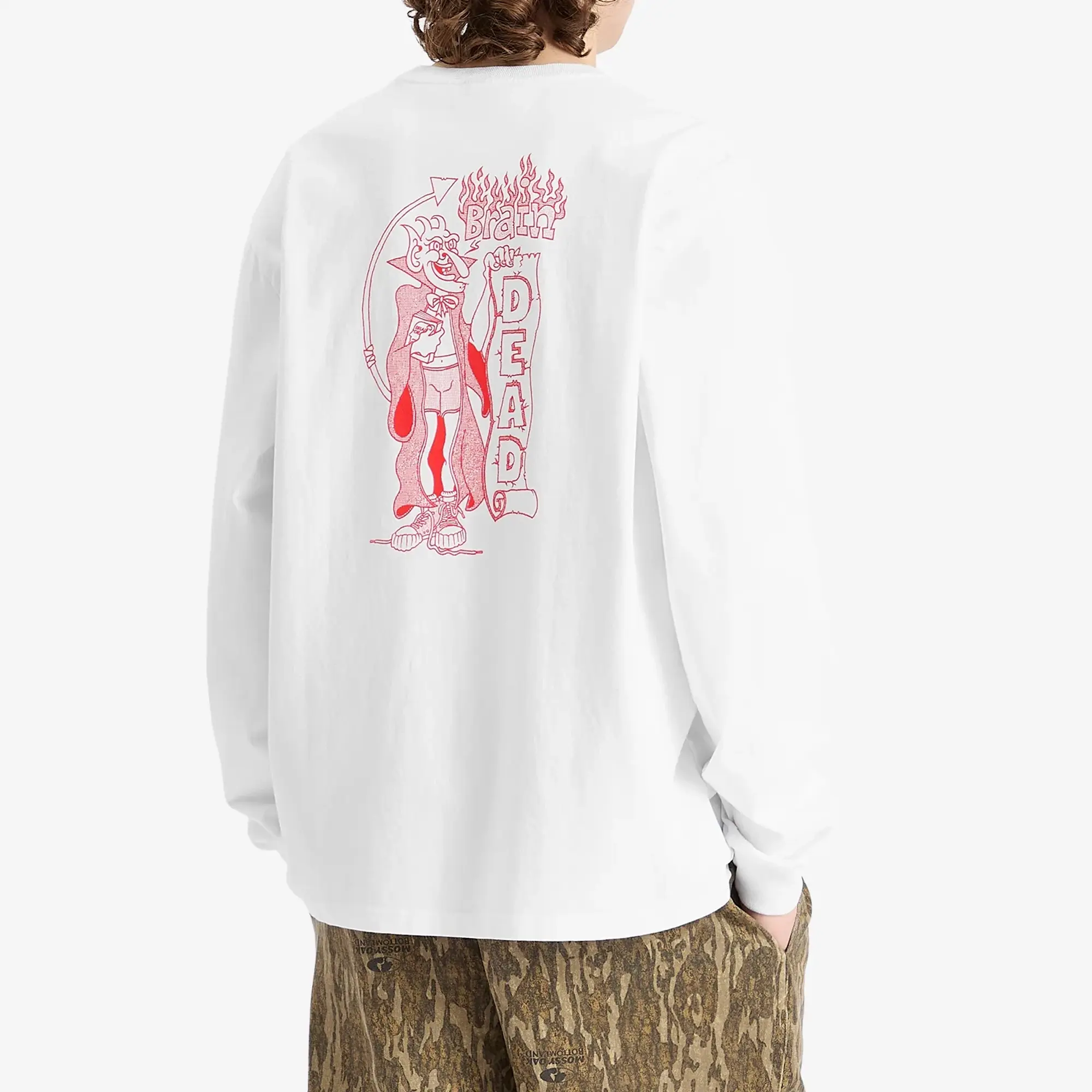 Brain Dead Men's Judgement Long Sleeve T-Shirt White
