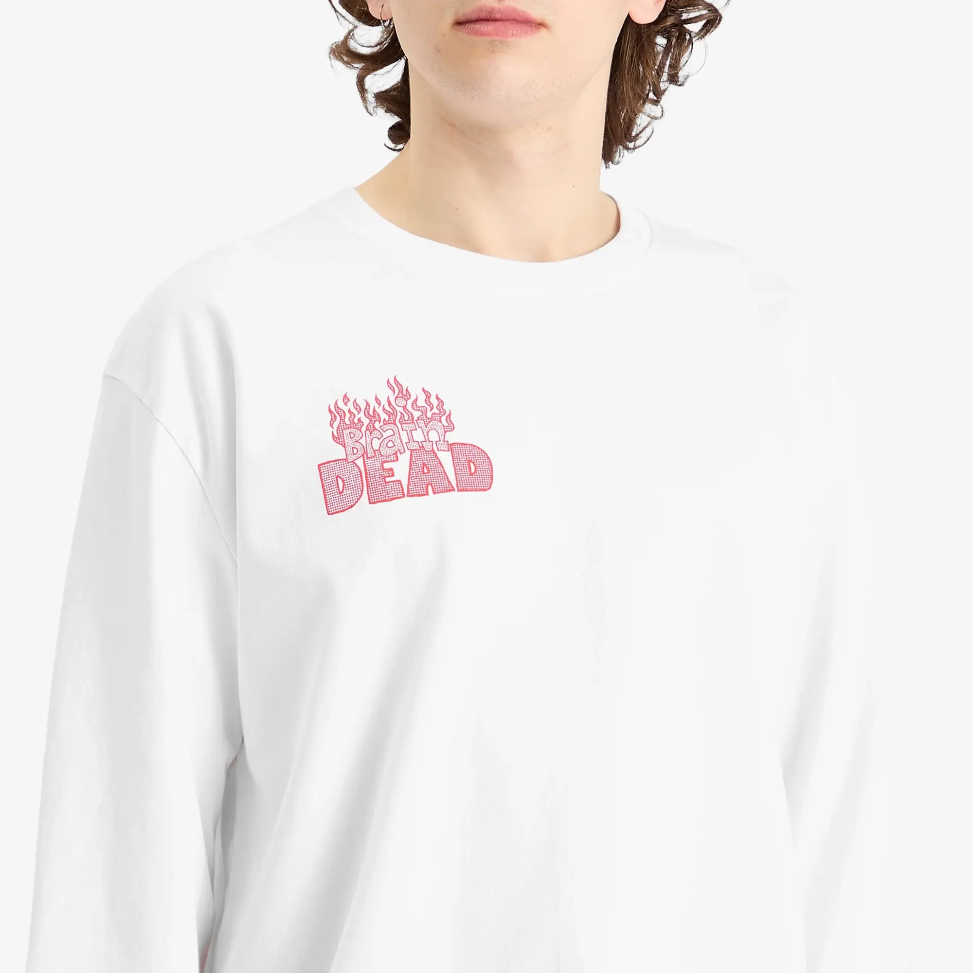 Brain Dead Men's Judgement Long Sleeve T-Shirt White