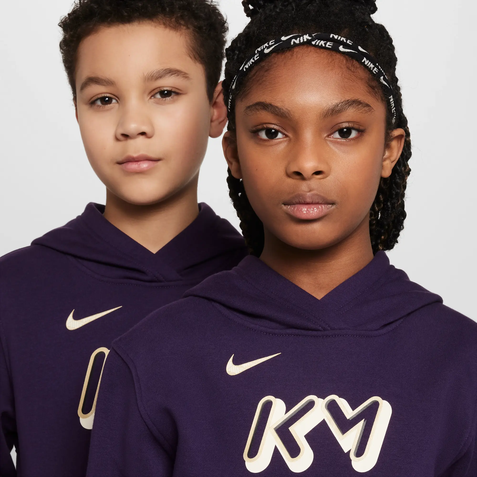 Nike Kylian Mbappé Club Fleece Older Kids' Football Hoodie - Purple - Fleece