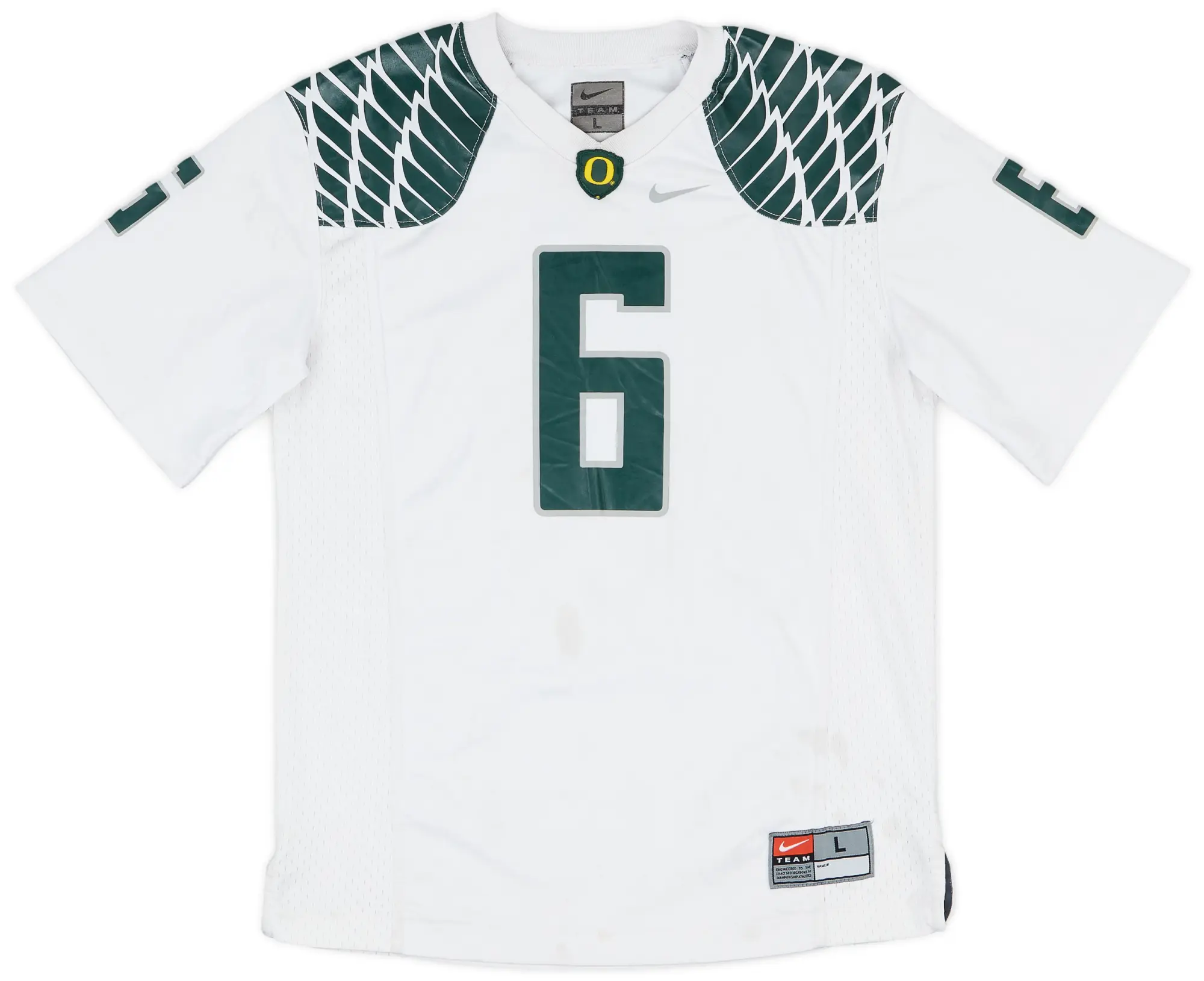 2012-13 Oregon Ducks Thomas #6 Nike Away Jersey - 6/10 - (L.Boys)