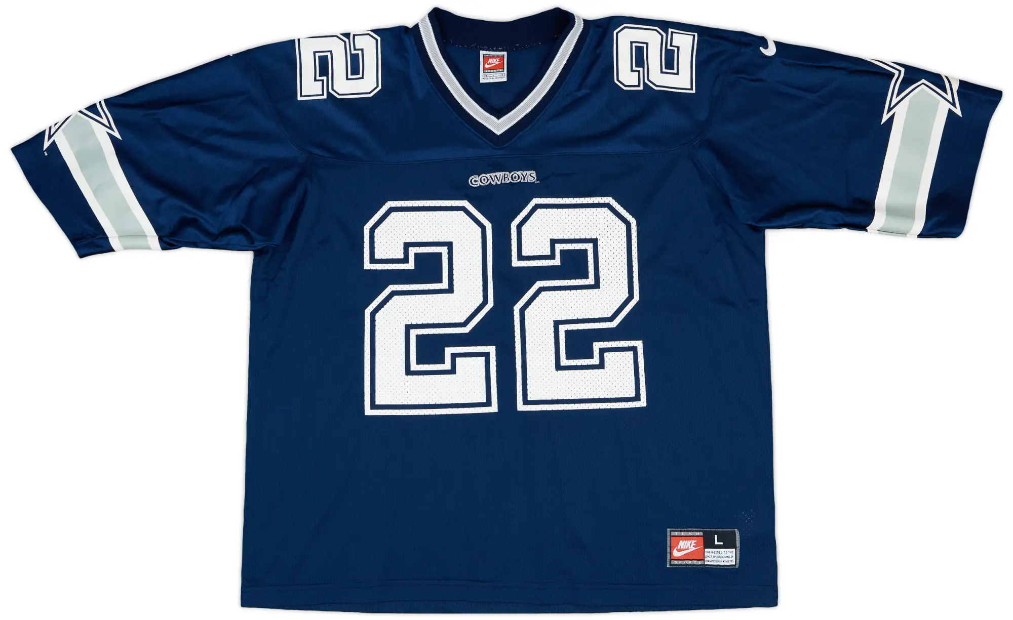 1996-00 Dallas Cowboys E.Smith #22 Nike Home Jersey - 7/10 - (L)