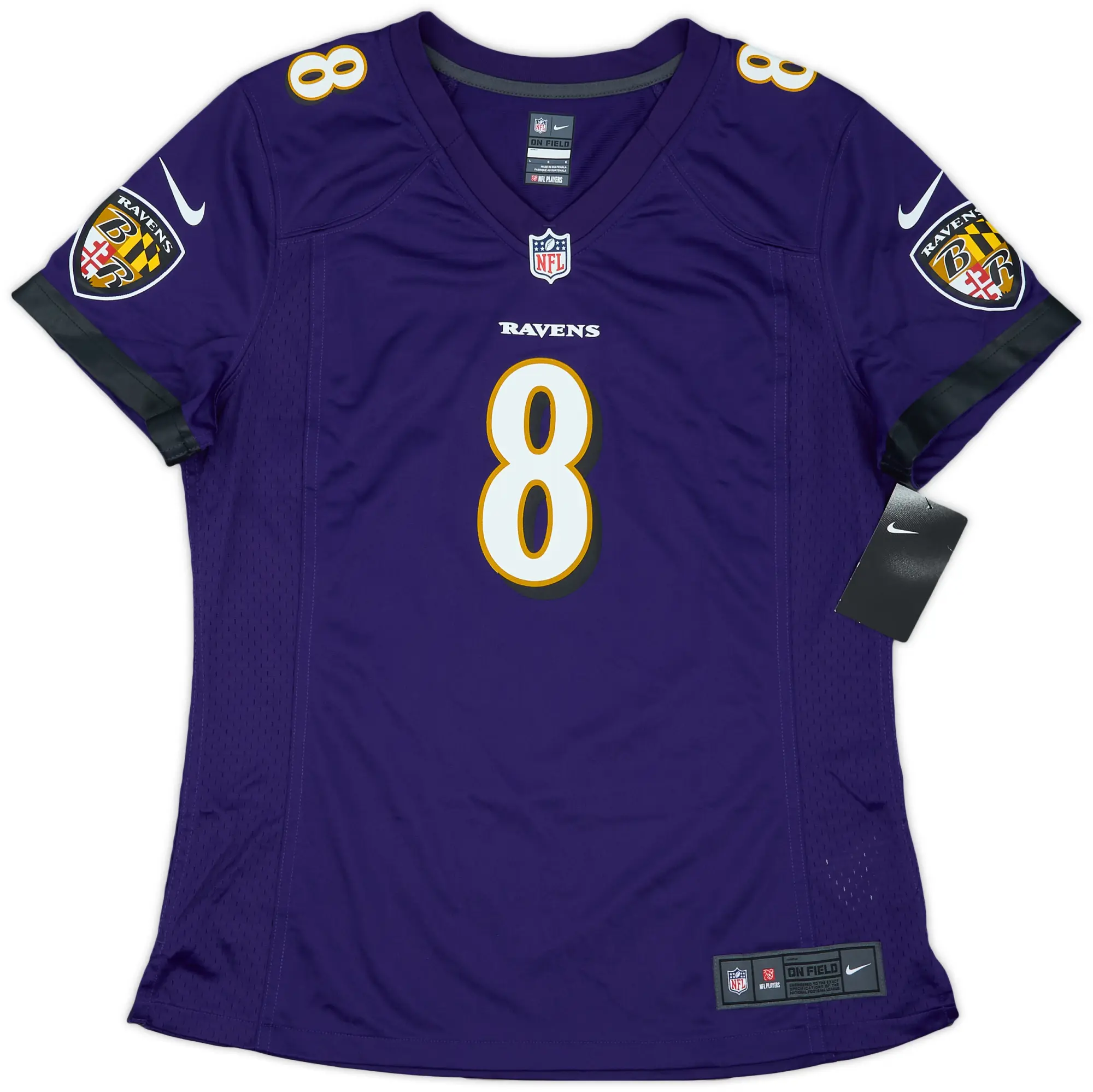 2018-24 Baltimore Ravens Jackson #8 Nike Game Home Jersey Womens (L)