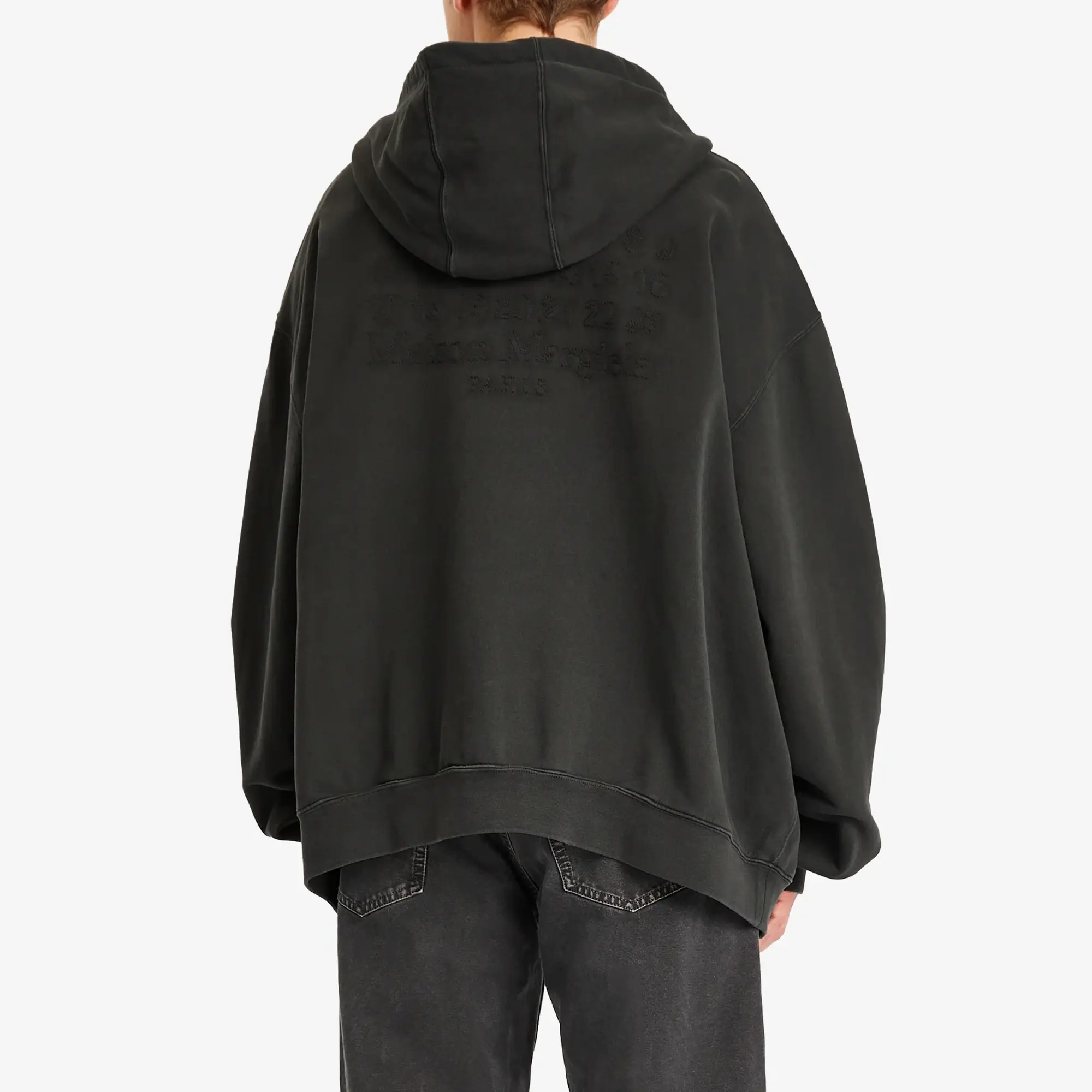 Maison Margiela Men's Numbers Jersey Hoodie Washed Black