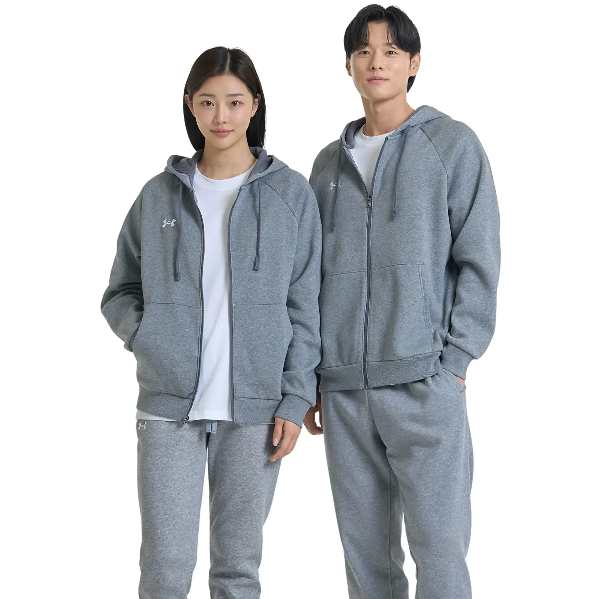Sweatshirt Under Armour Rival Fleece Fz Hoodie Castlerock Light Heather/ White S
