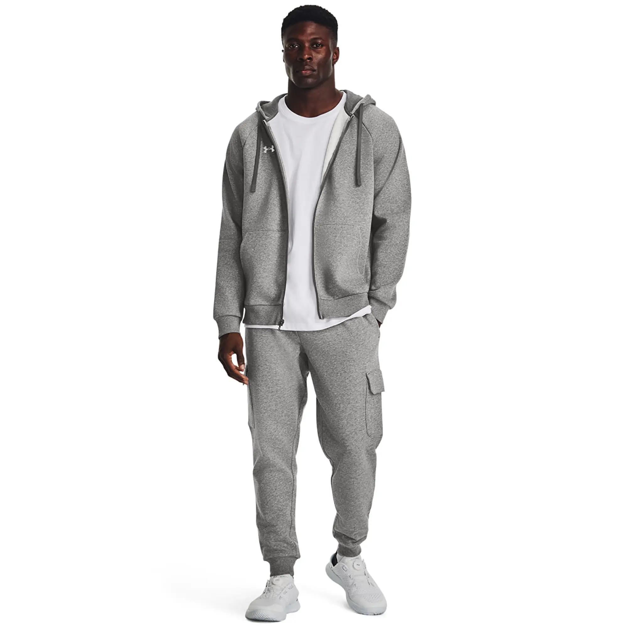 Sweatshirt Under Armour Rival Fleece Fz Hoodie Castlerock Light Heather/ White S