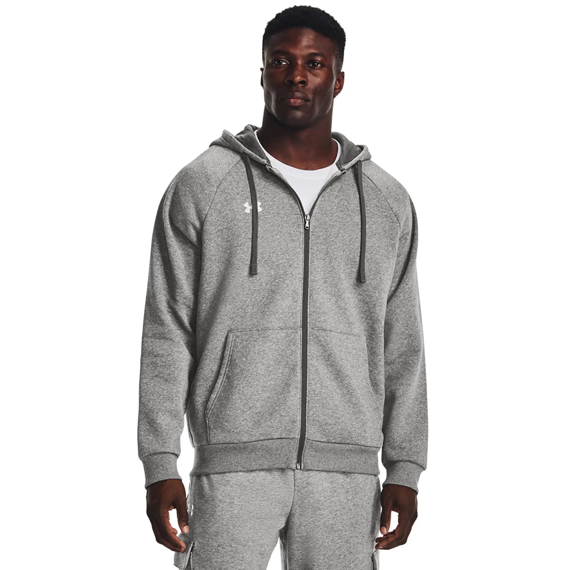 Sweatshirt Under Armour Rival Fleece Fz Hoodie Castlerock Light Heather/ White S