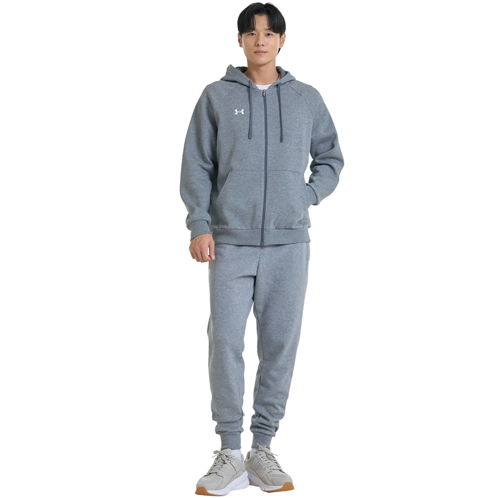 Sweatshirt Under Armour Rival Fleece Fz Hoodie Castlerock Light Heather/ White S