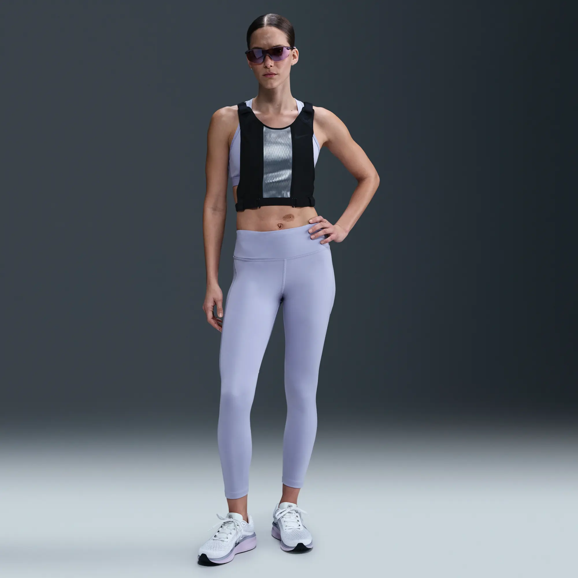 Nike Fast Women's Mid-Rise 7/8 Leggings - Purple - Polyester/Elastane