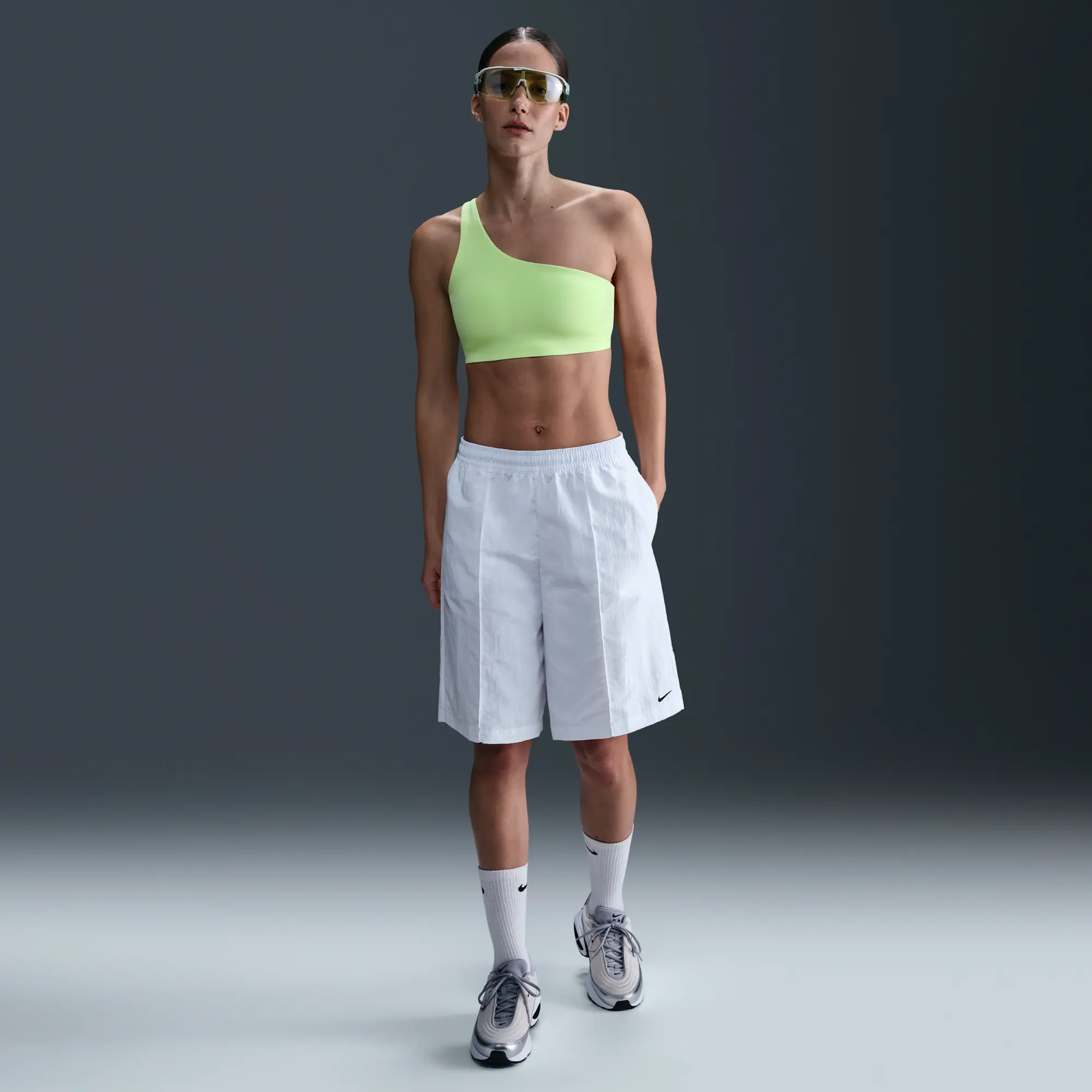 Nike Zenvy Asymmetrical Women's Light-Support Padded Sports Bra - Yellow - Nylon/Elastane