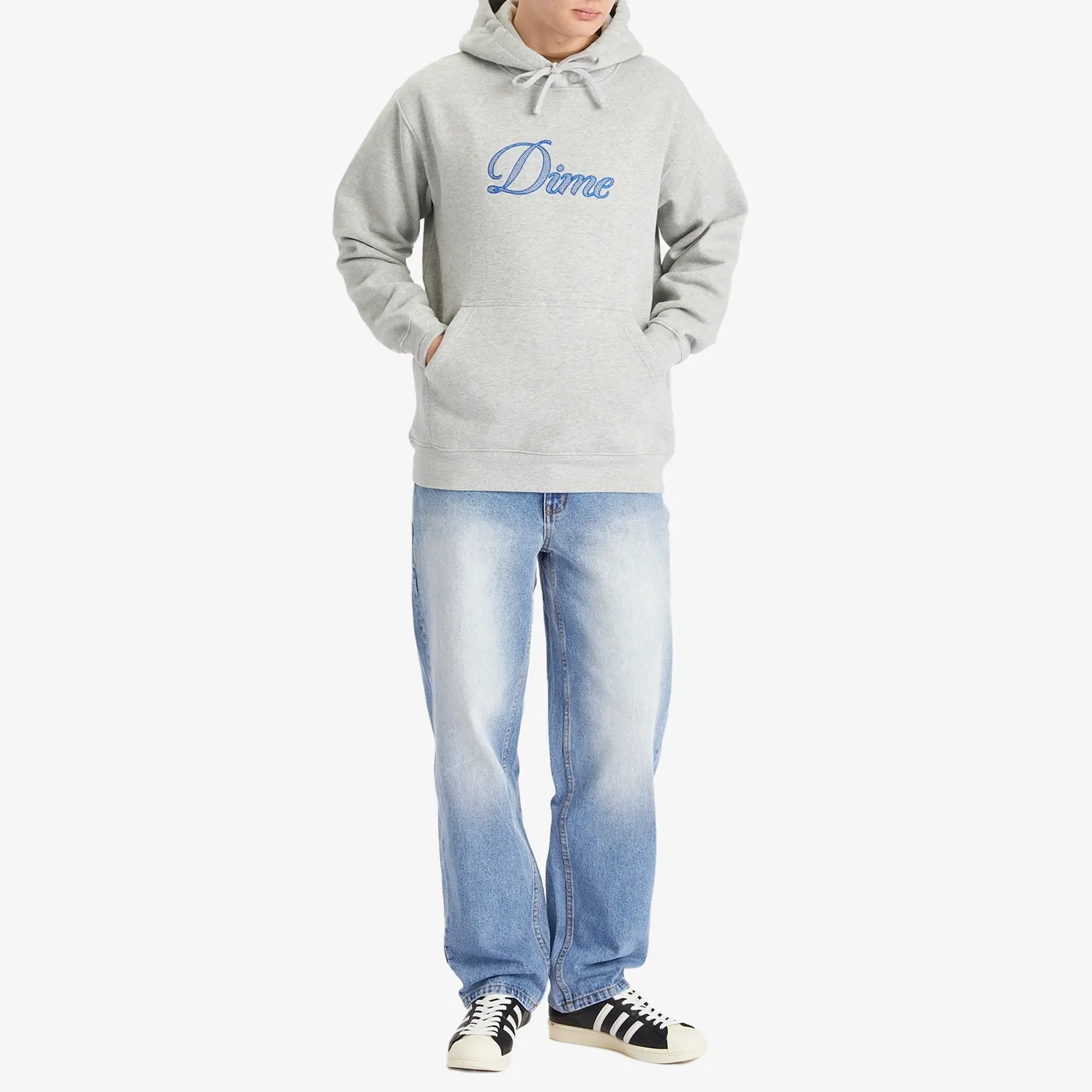 Dime Men's Cursive Logo Hoodie Heather Gray