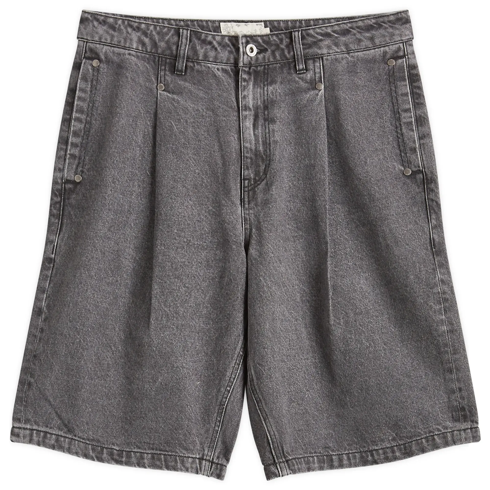 Dime Men's Pleated Denim Shorts Faded Black