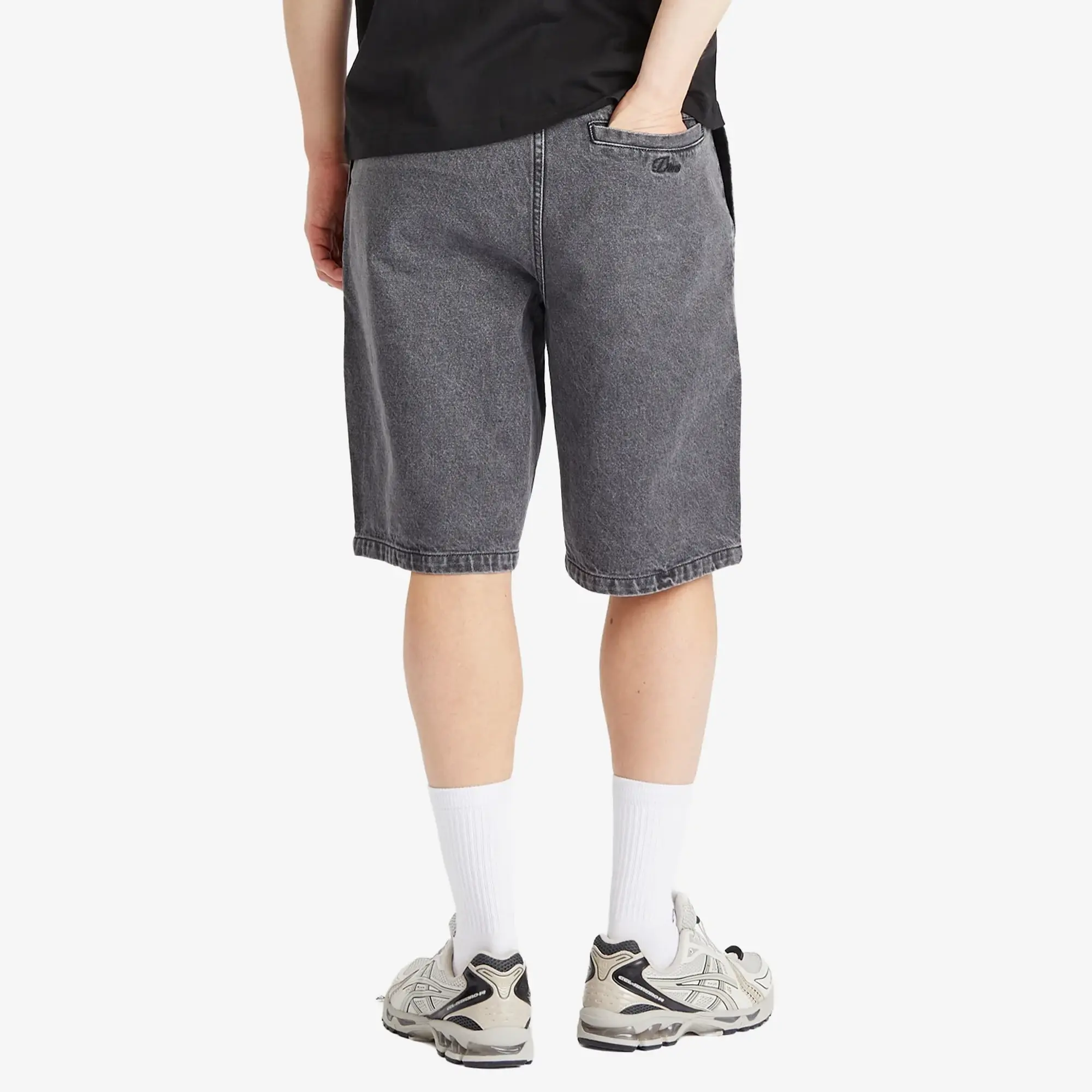 Dime Men's Pleated Denim Shorts Faded Black