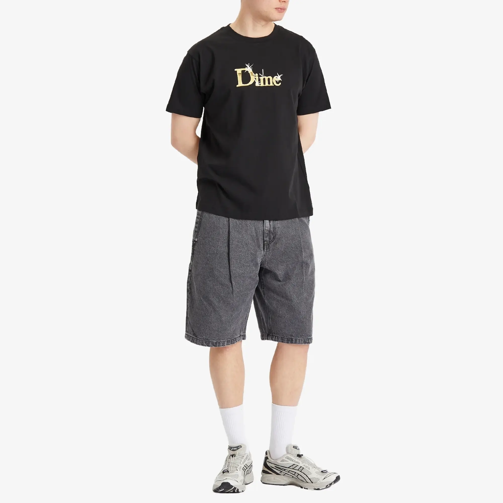 Dime Men's Pleated Denim Shorts Faded Black