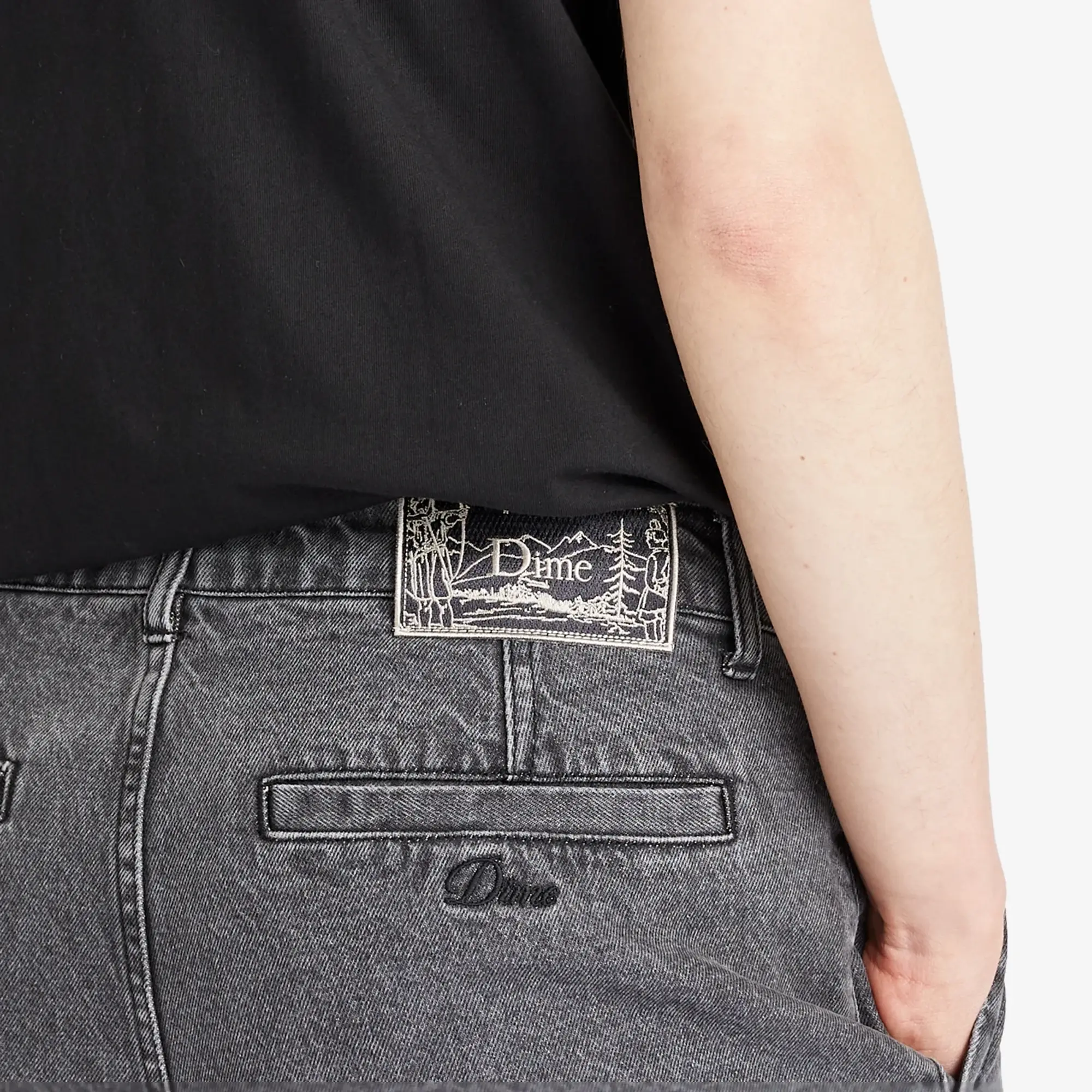 Dime Men's Pleated Denim Shorts Faded Black
