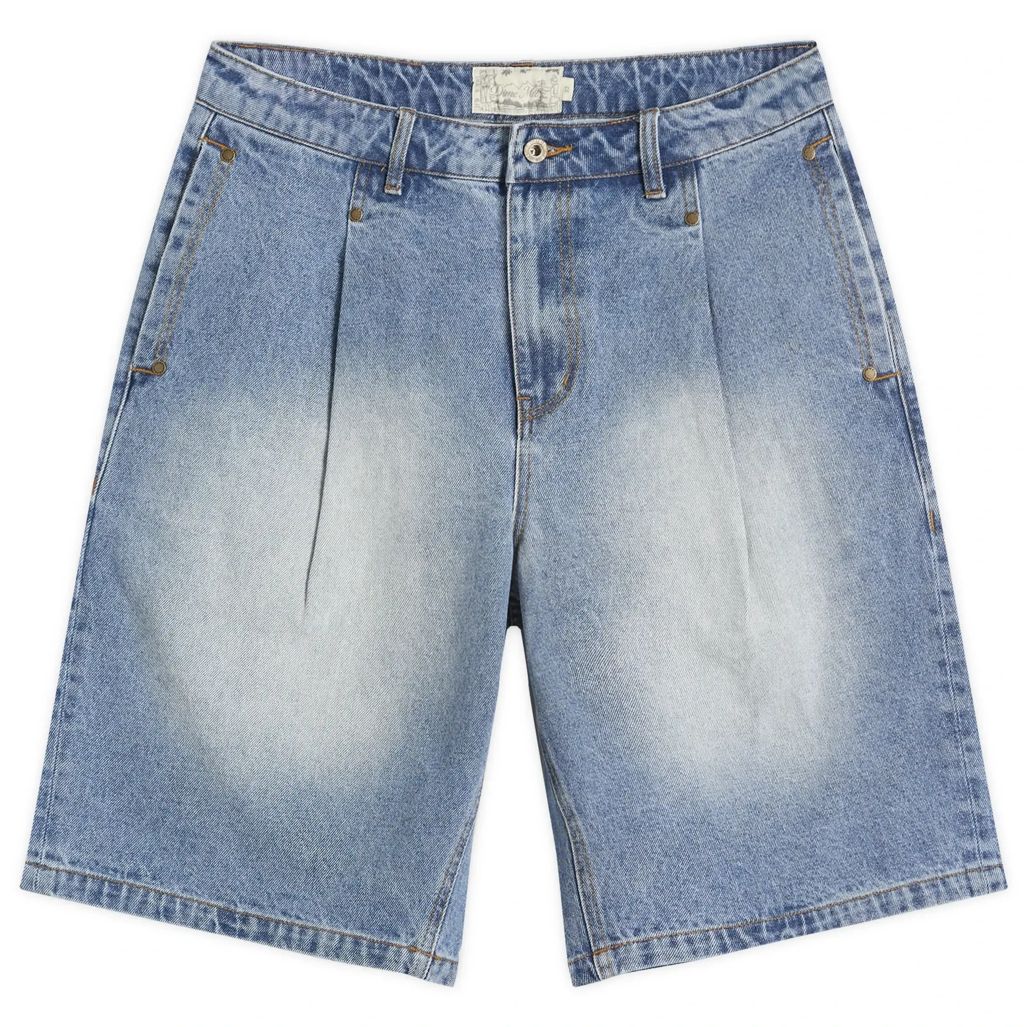 Dime Men's Pleated Denim Shorts Blue Washed