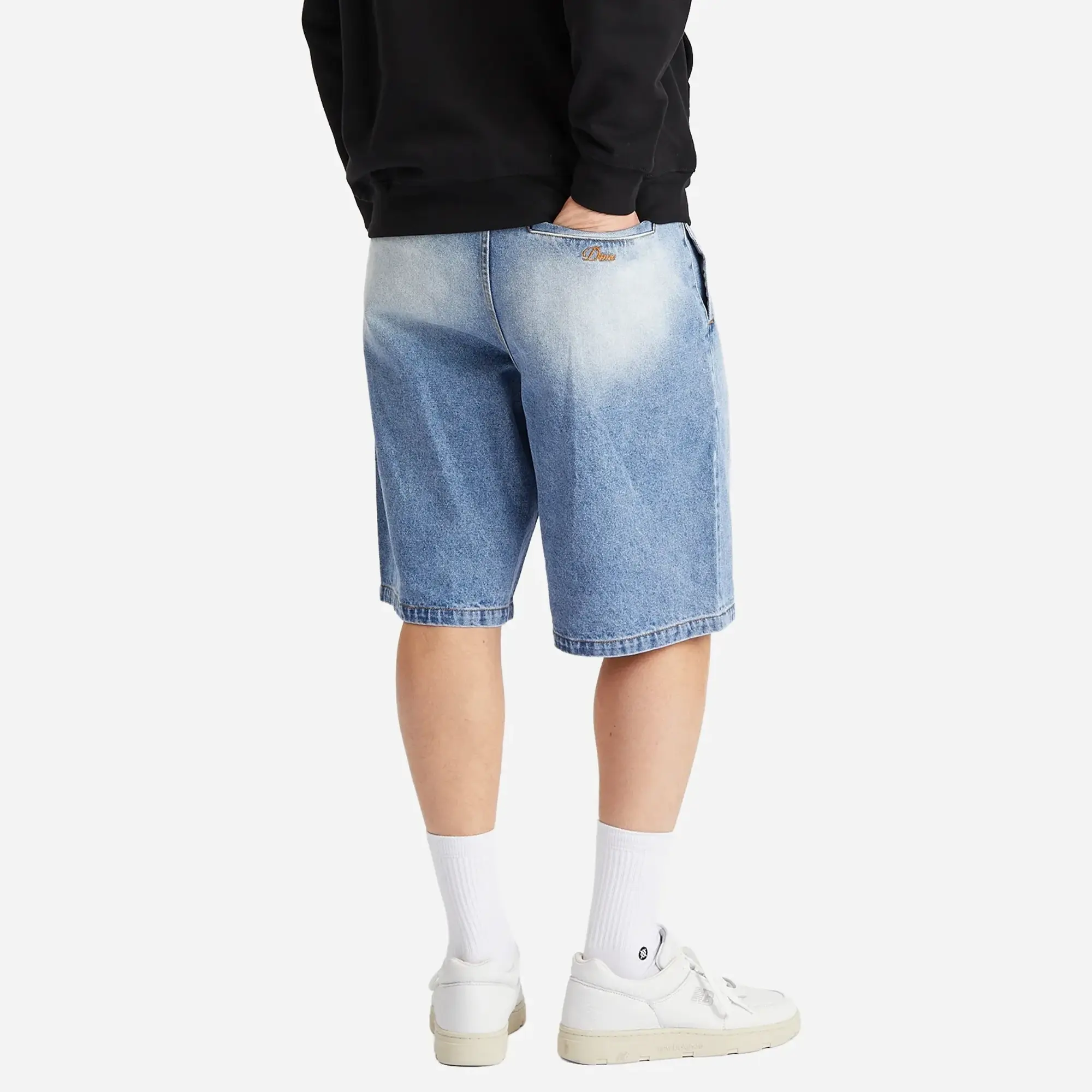 Dime Men's Pleated Denim Shorts Blue Washed