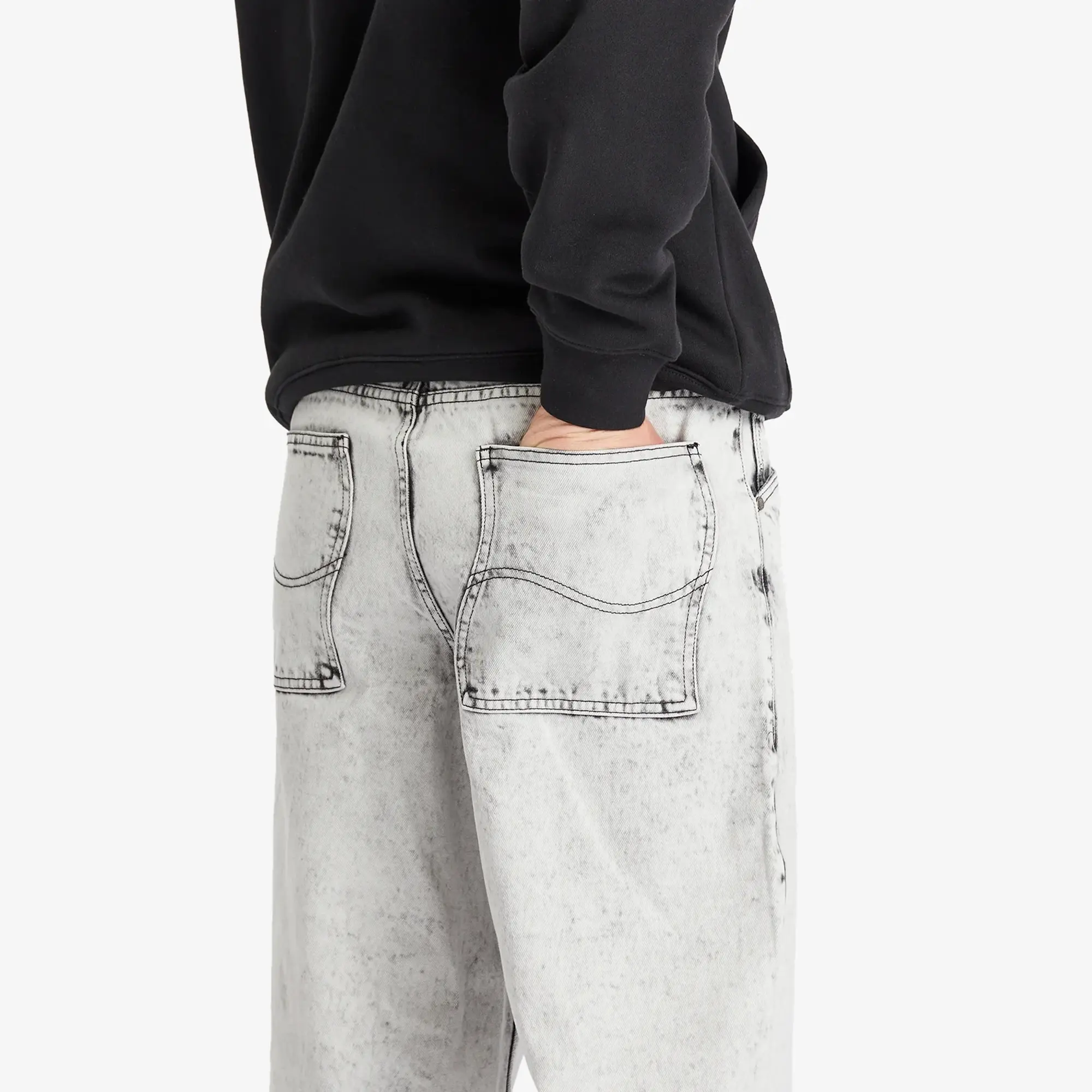 Dime Men's Classic Baggy Denim Pants Smoke White