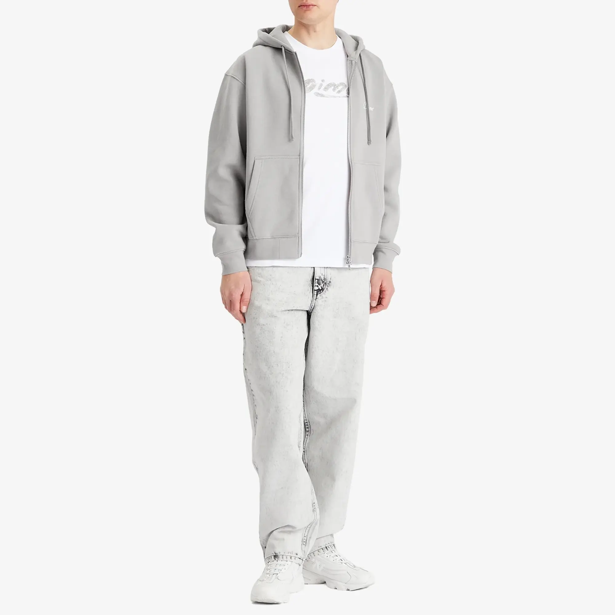 Dime Men's Cursive Zip Hoodie Charcoal
