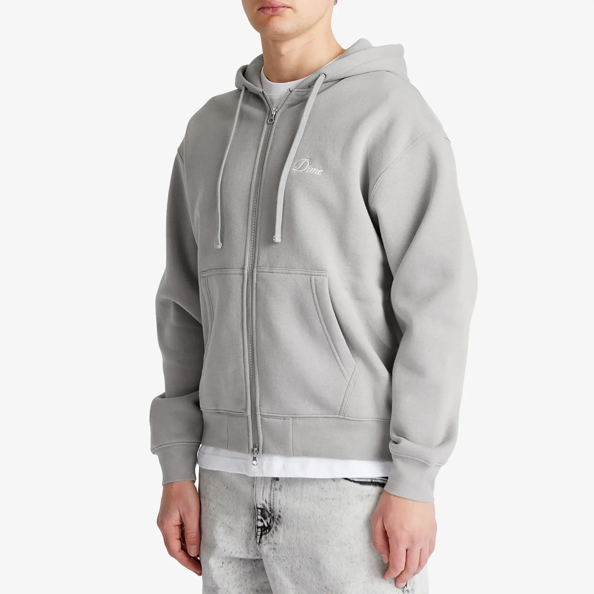 Dime Men's Cursive Zip Hoodie Charcoal