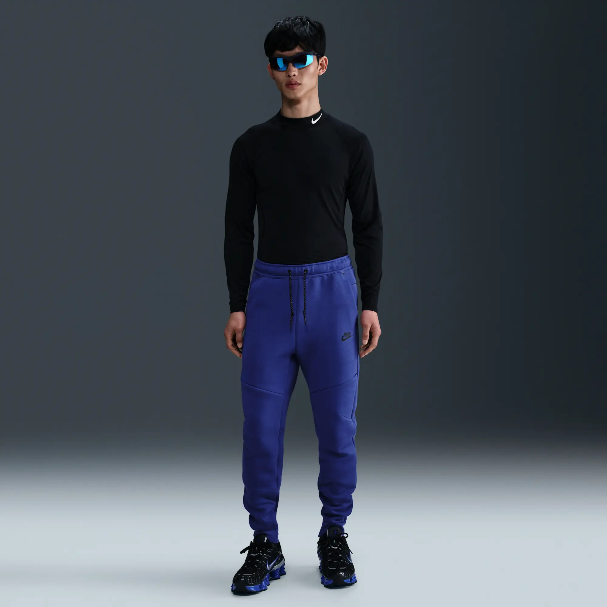 Nike Tech Men's Fleece Joggers - Purple - Cotton/Polyester