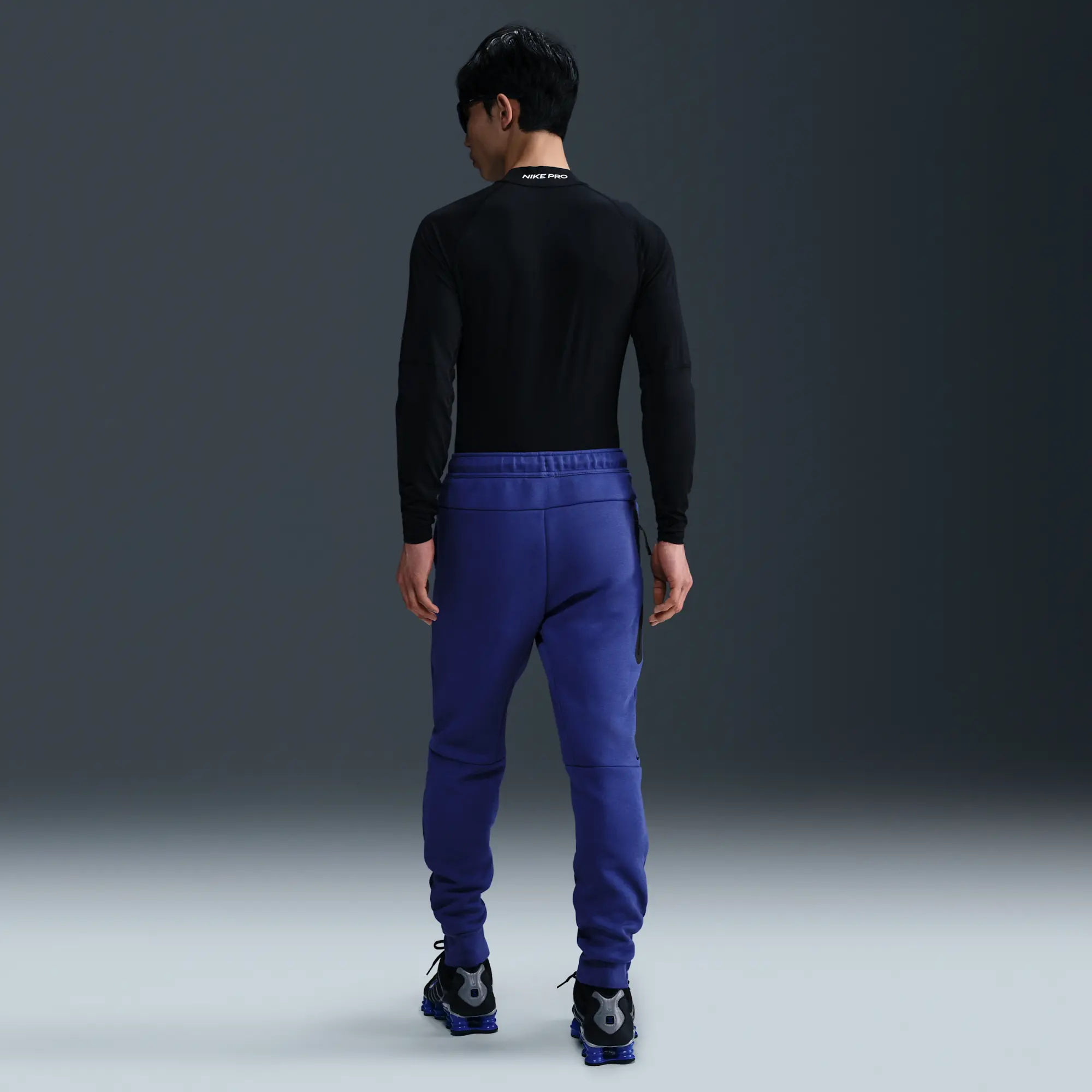 Nike Tech Men's Fleece Joggers - Purple - Cotton/Polyester