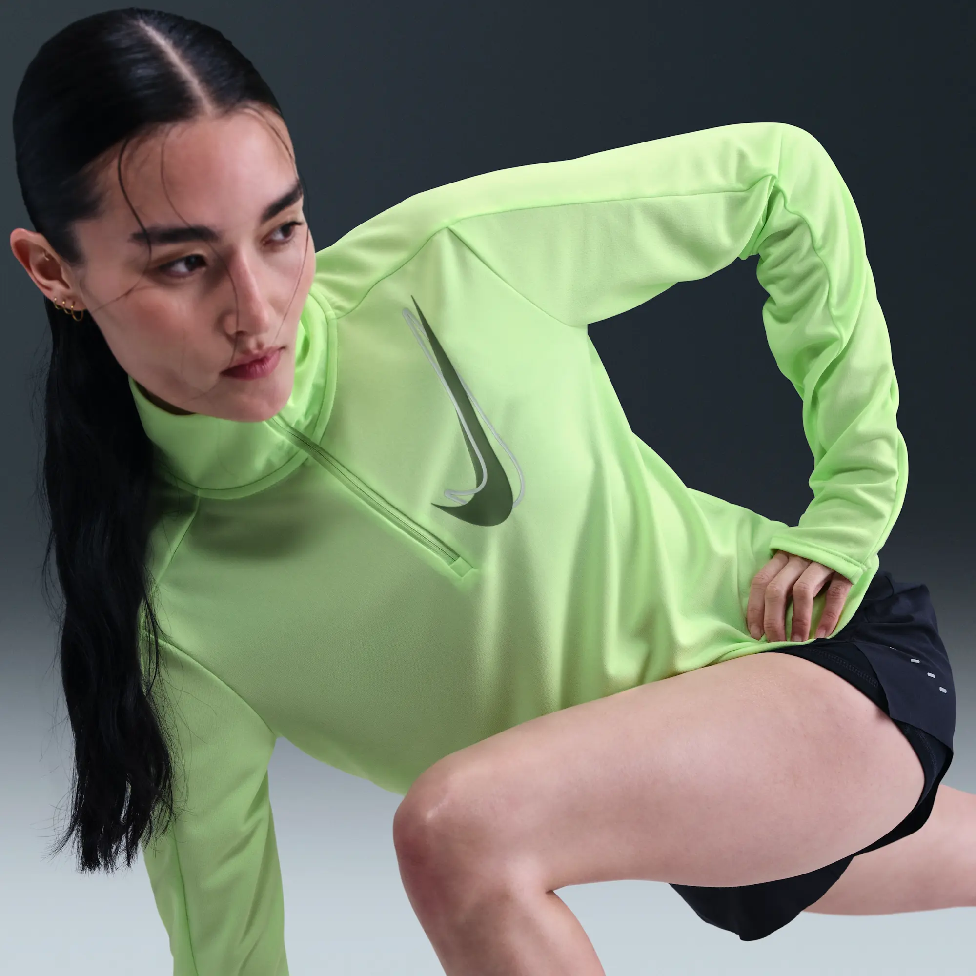 Nike Swoosh Women's Dri-FIT 1/2-Zip Running Mid Layer - Yellow - Polyester