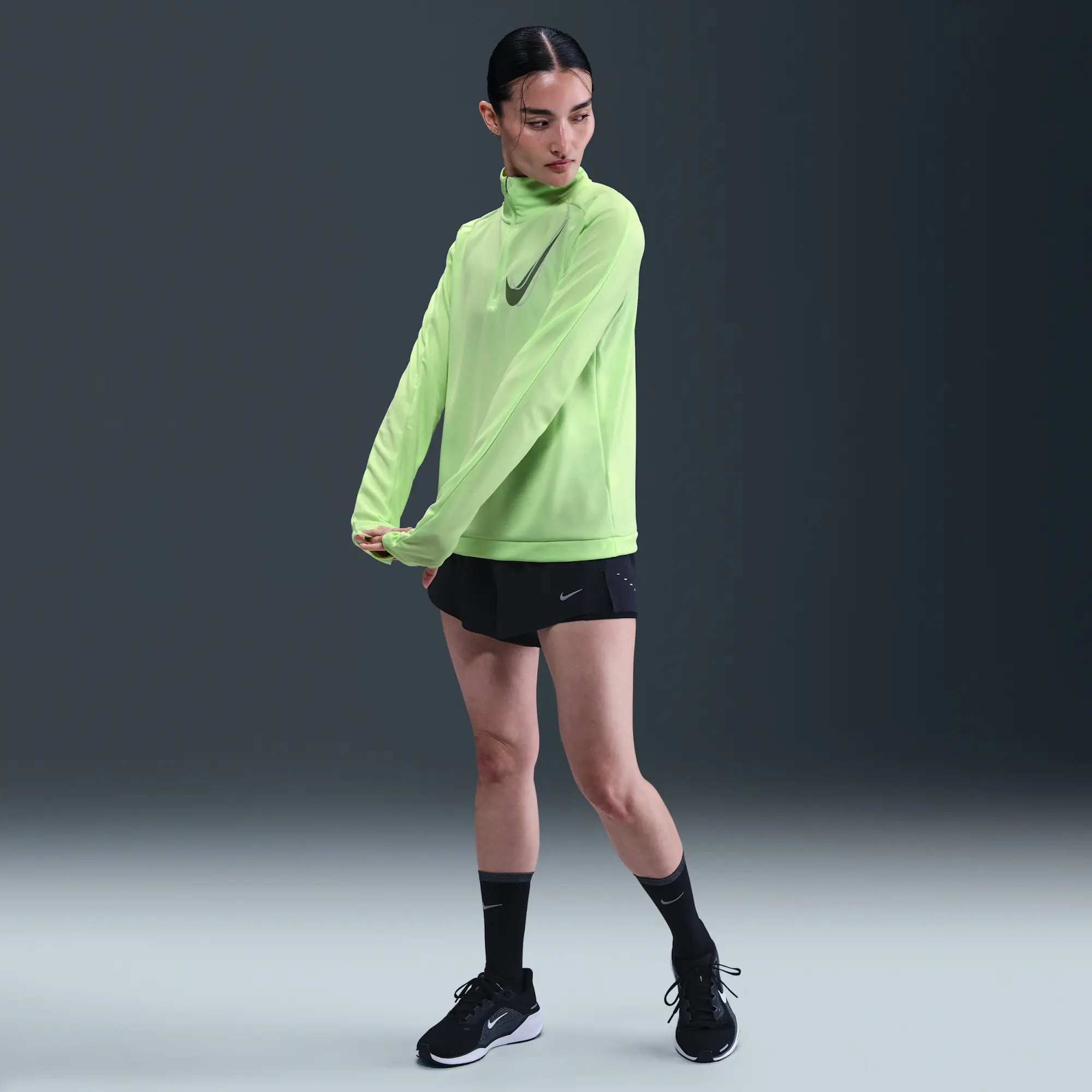 Nike Swoosh Women's Dri-FIT 1/2-Zip Running Mid Layer - Yellow - Polyester