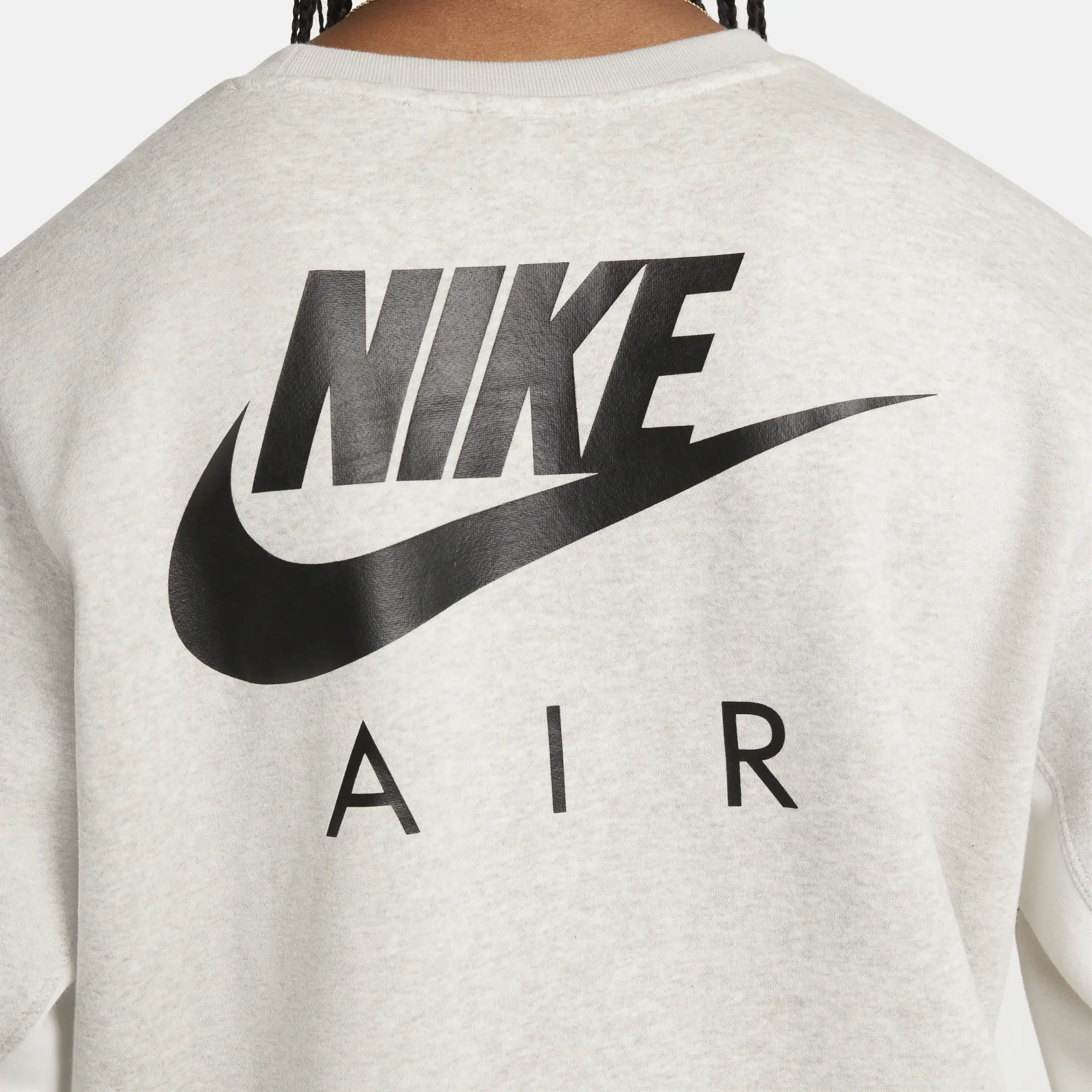 Nike Air Men's Brushed-Back Fleece Crew - Grey - Cotton/Polyester