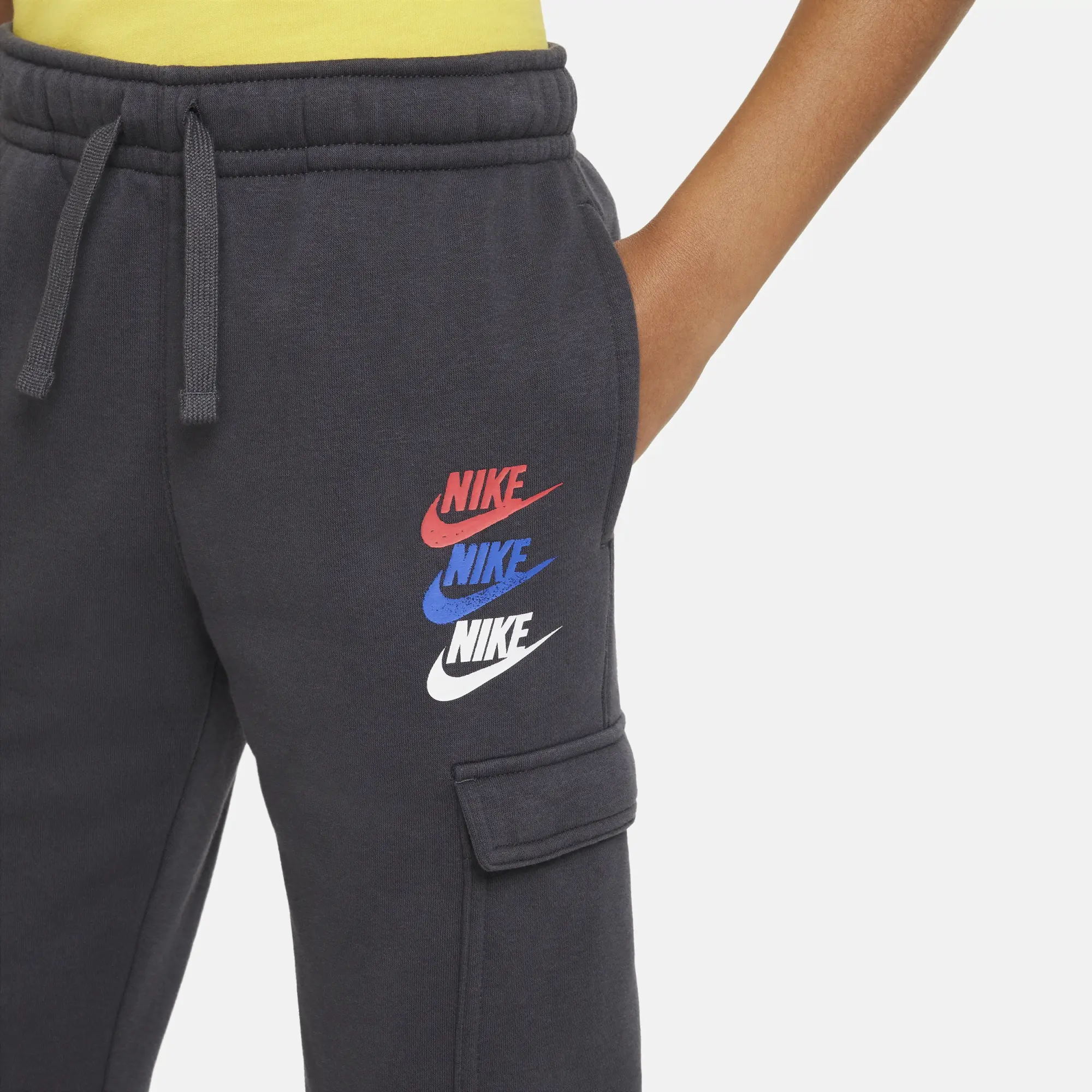 Nike Sportswear Standard Issue Older Kids' (Boys') Fleece Cargo Trousers - Grey - Cotton/Polyester