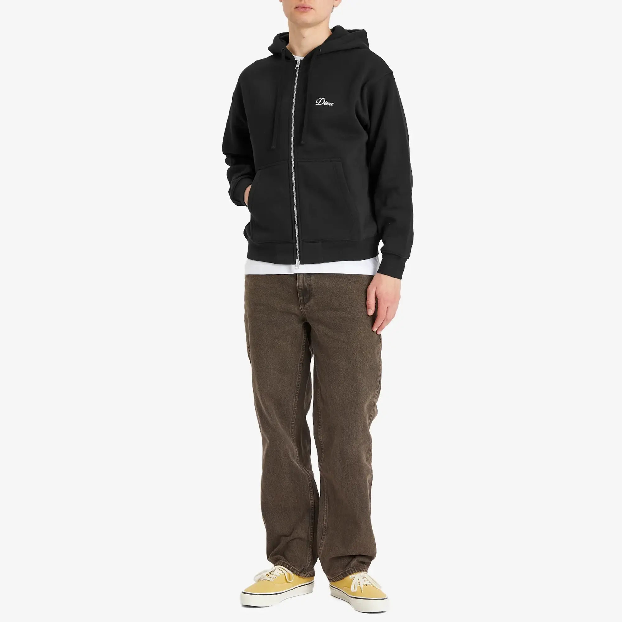 Dime Men's Cursive Zip Hoodie Black