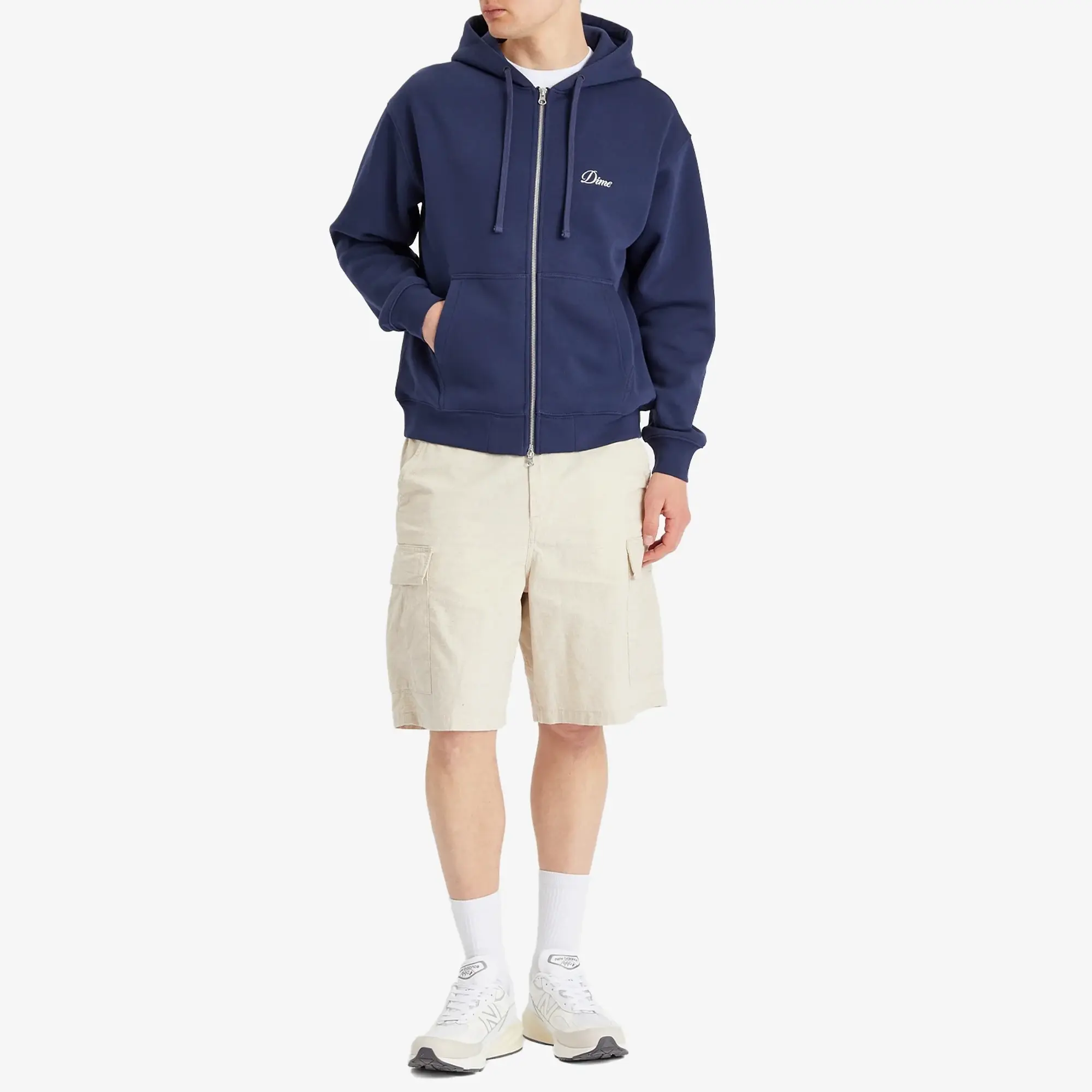 Dime Men's Cursive Zip Hoodie Navy