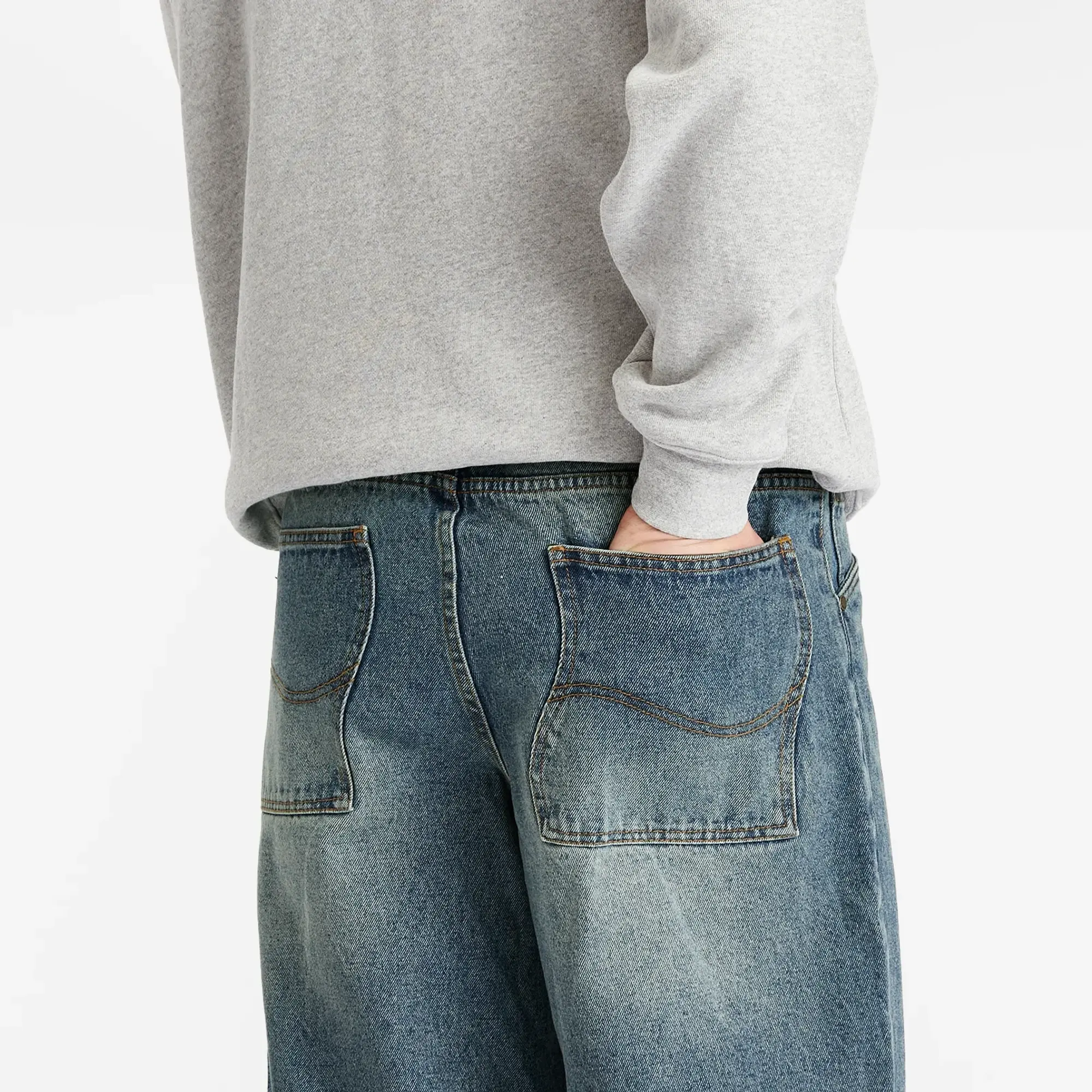 Dime Men's Classic Baggy Denim Pants Sandblasted Indigo