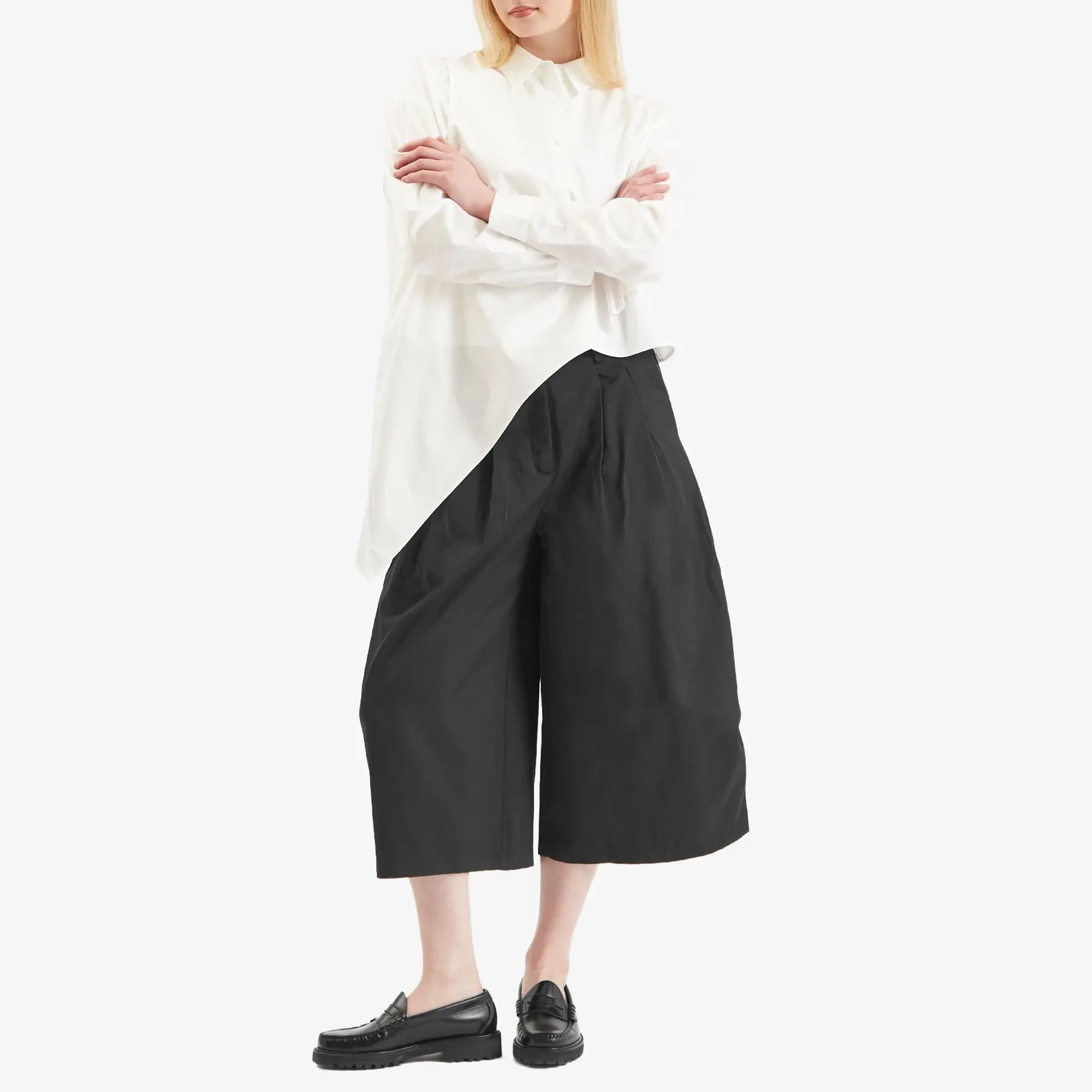 STEL Women's Pleated Wide Leg Culottes Black