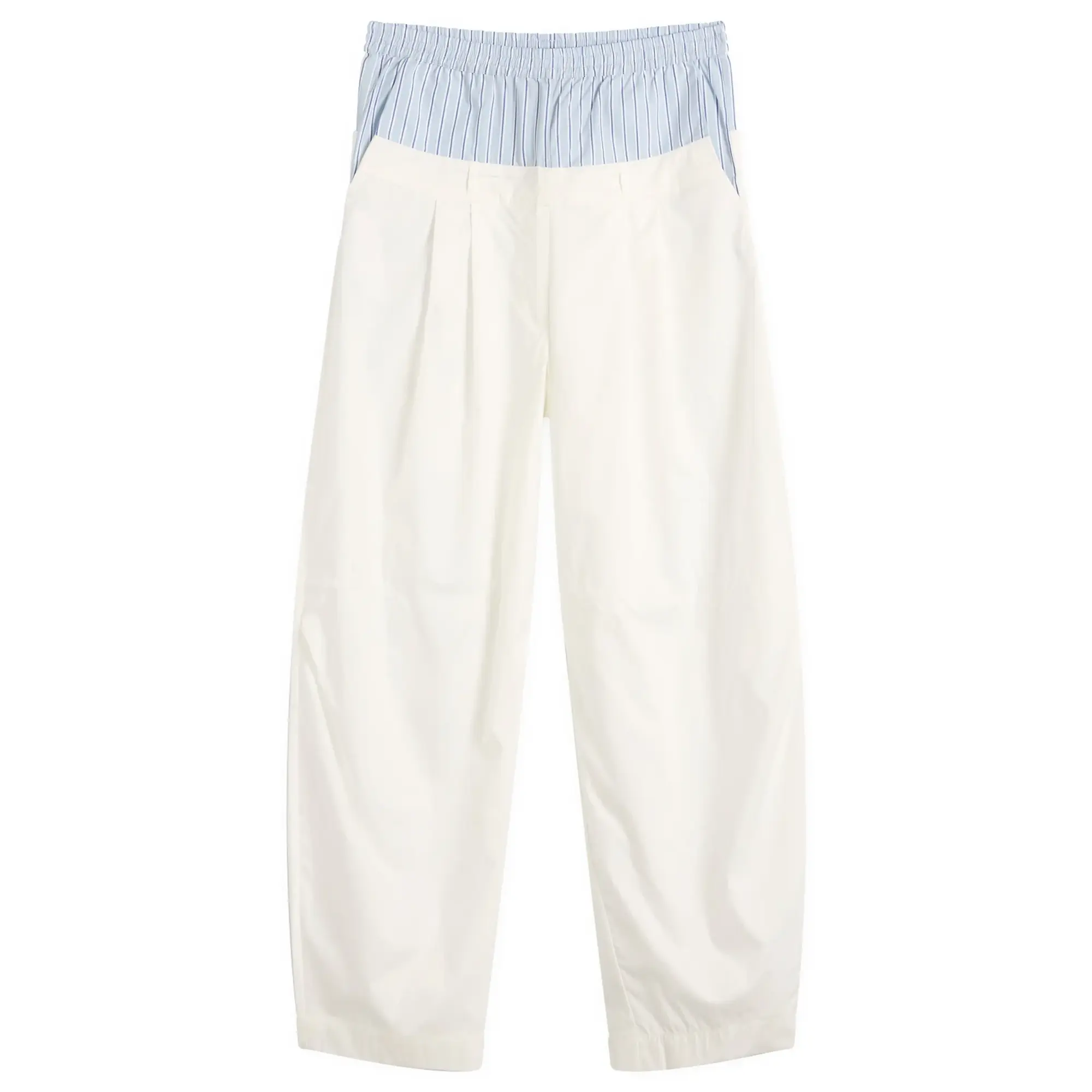 STEL Women's Layered Wide Barrow Leg Trousers Blue Stripe