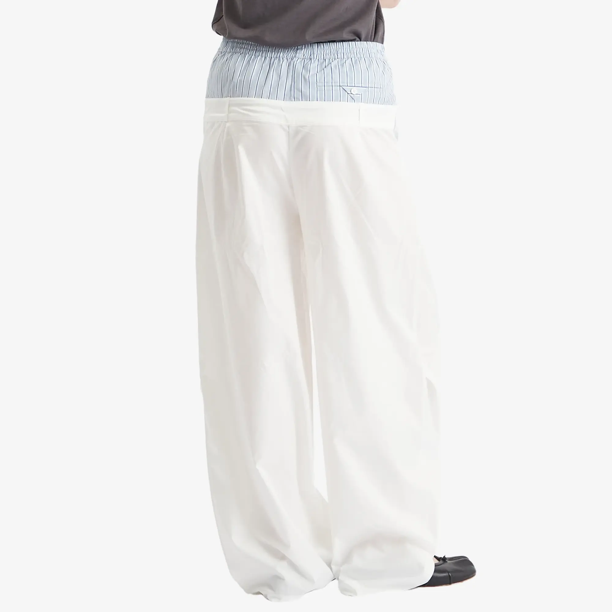 STEL Women's Layered Wide Barrow Leg Trousers Blue Stripe