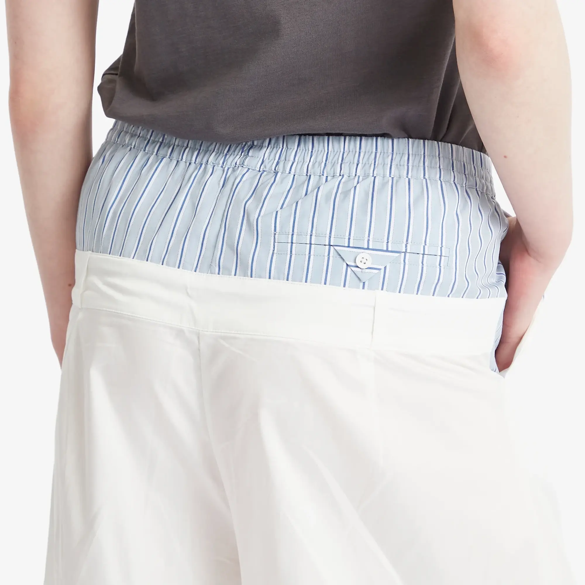 STEL Women's Layered Wide Barrow Leg Trousers Blue Stripe