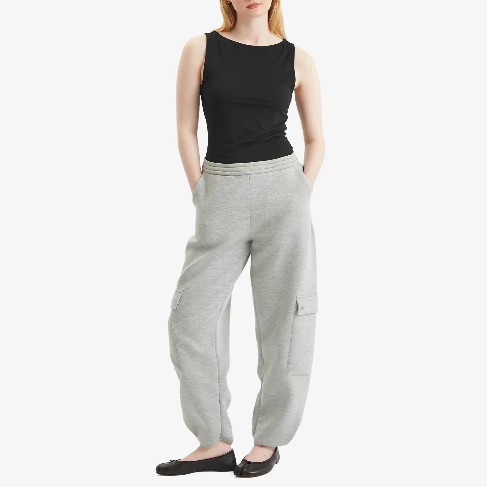 STEL Women's Cuffed Cargo Sweatpants Grey Melange