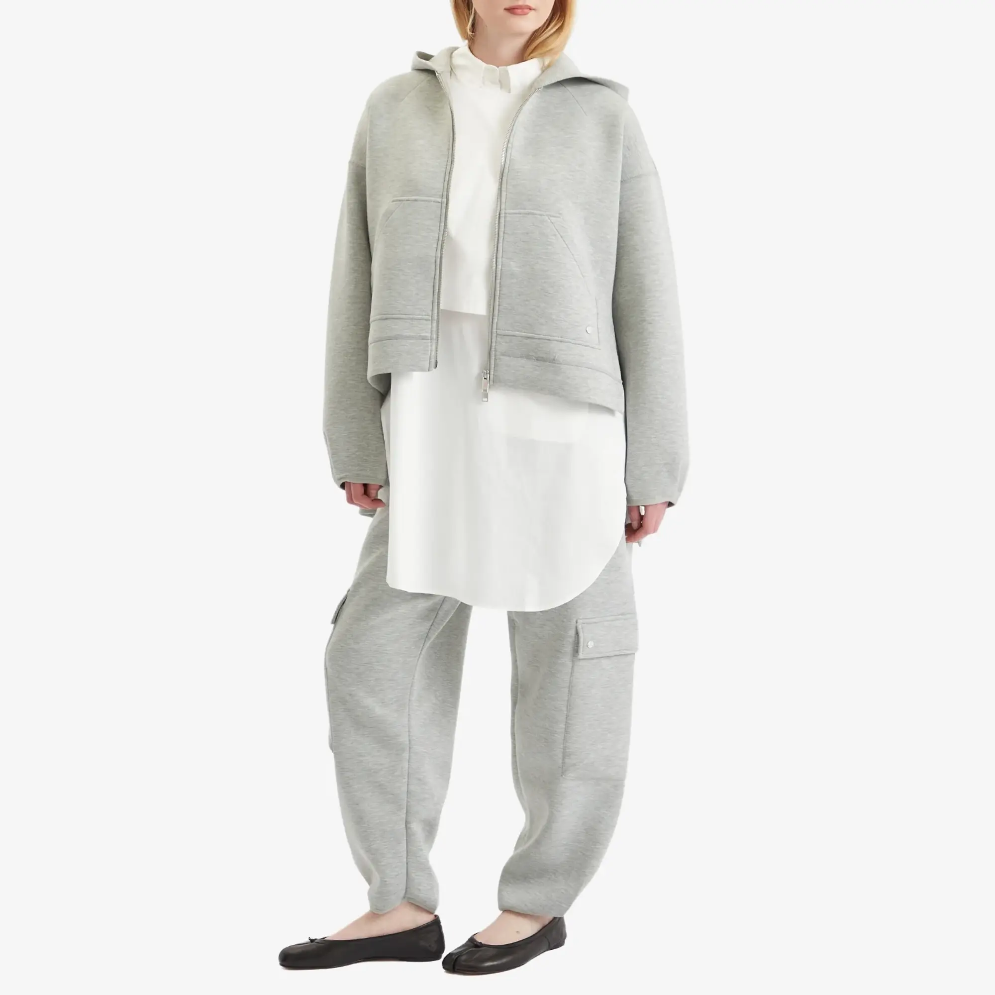 STEL Women's Split Hem Hoodie Grey Melange