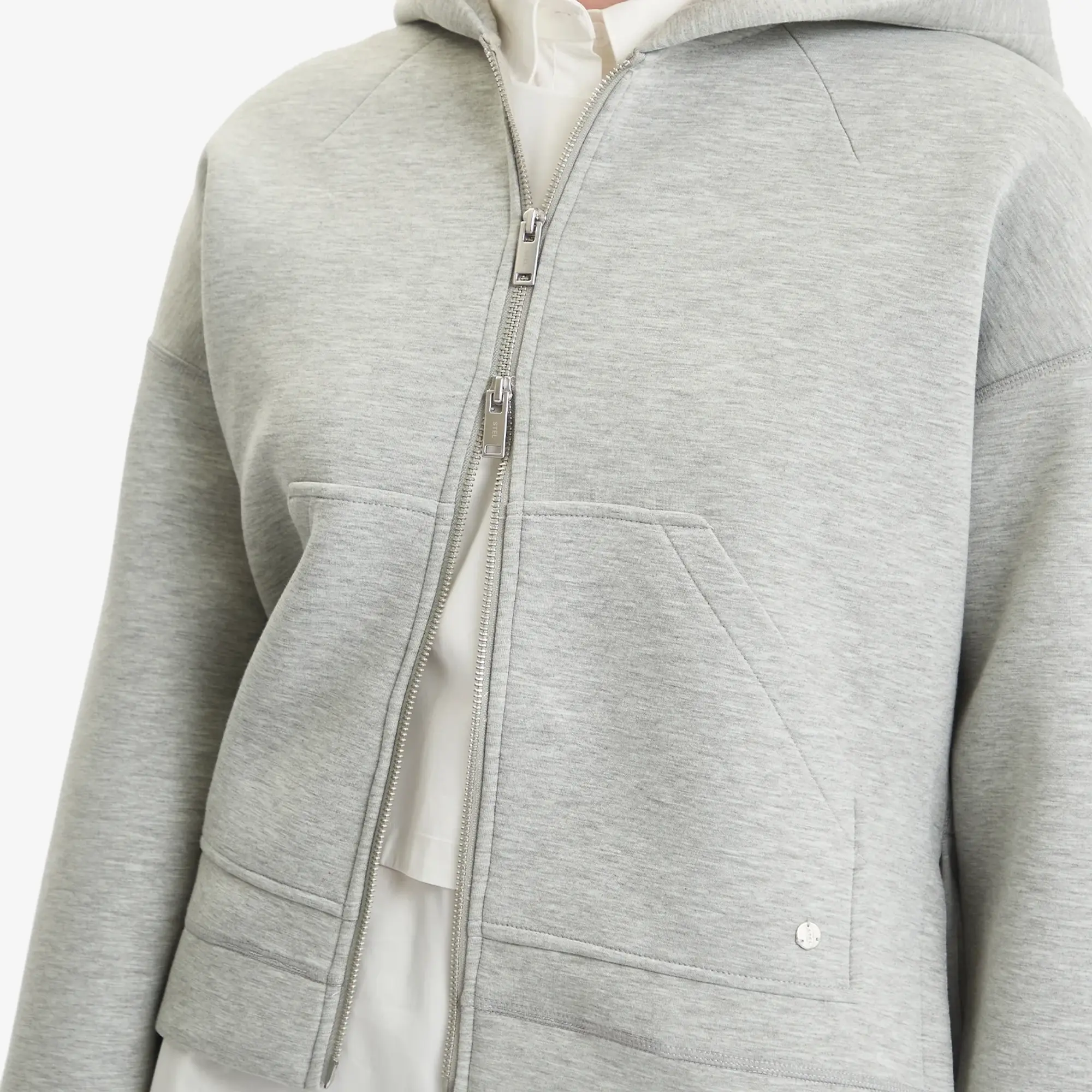 STEL Women's Split Hem Hoodie Grey Melange