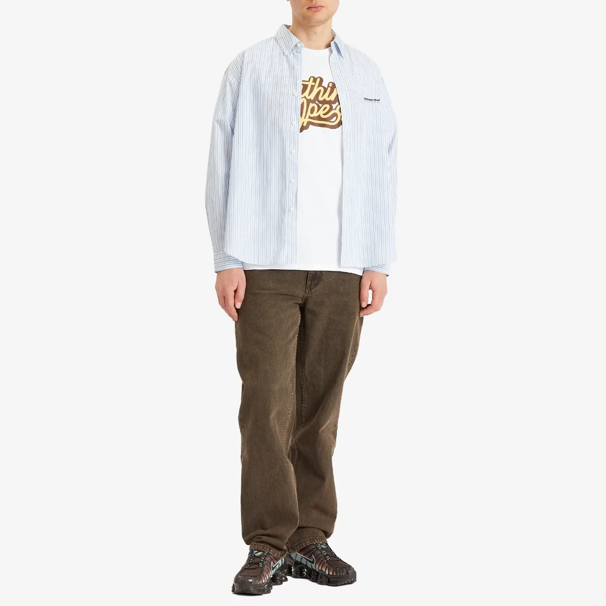 A Bathing Ape Men's Bathing Ape Script Logo Tee White X Brown
