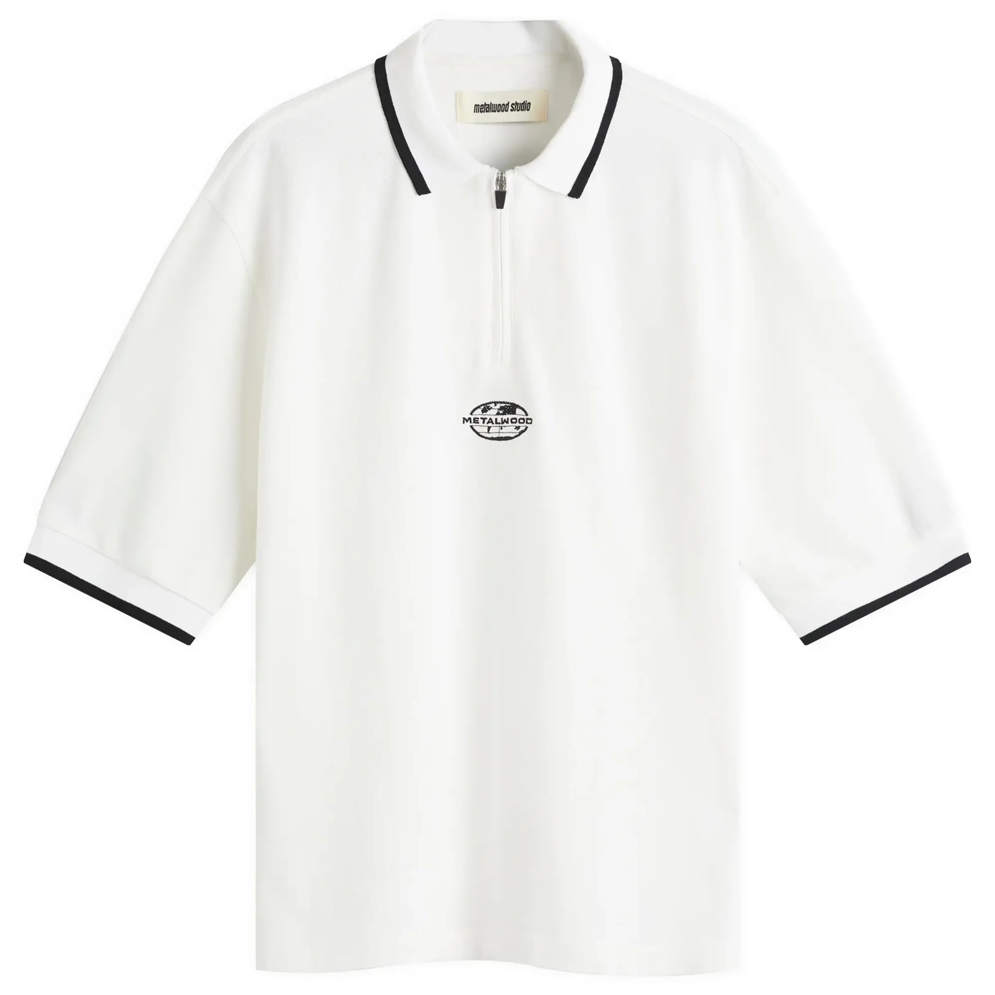 Metalwood Studio Men's World Class Zip Polo White