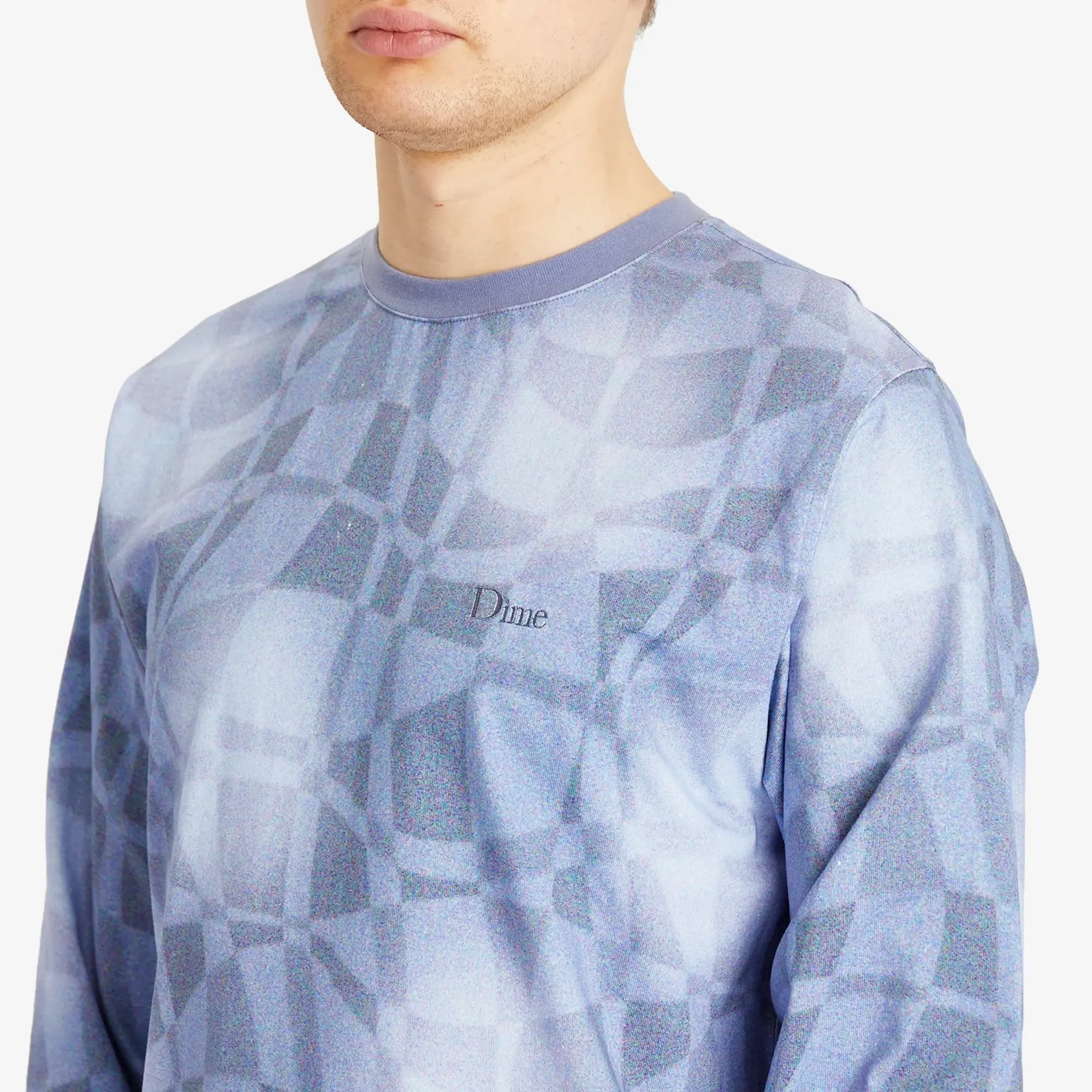 Dime Men's Abstract Long Sleeve T-Shirt Static Blue