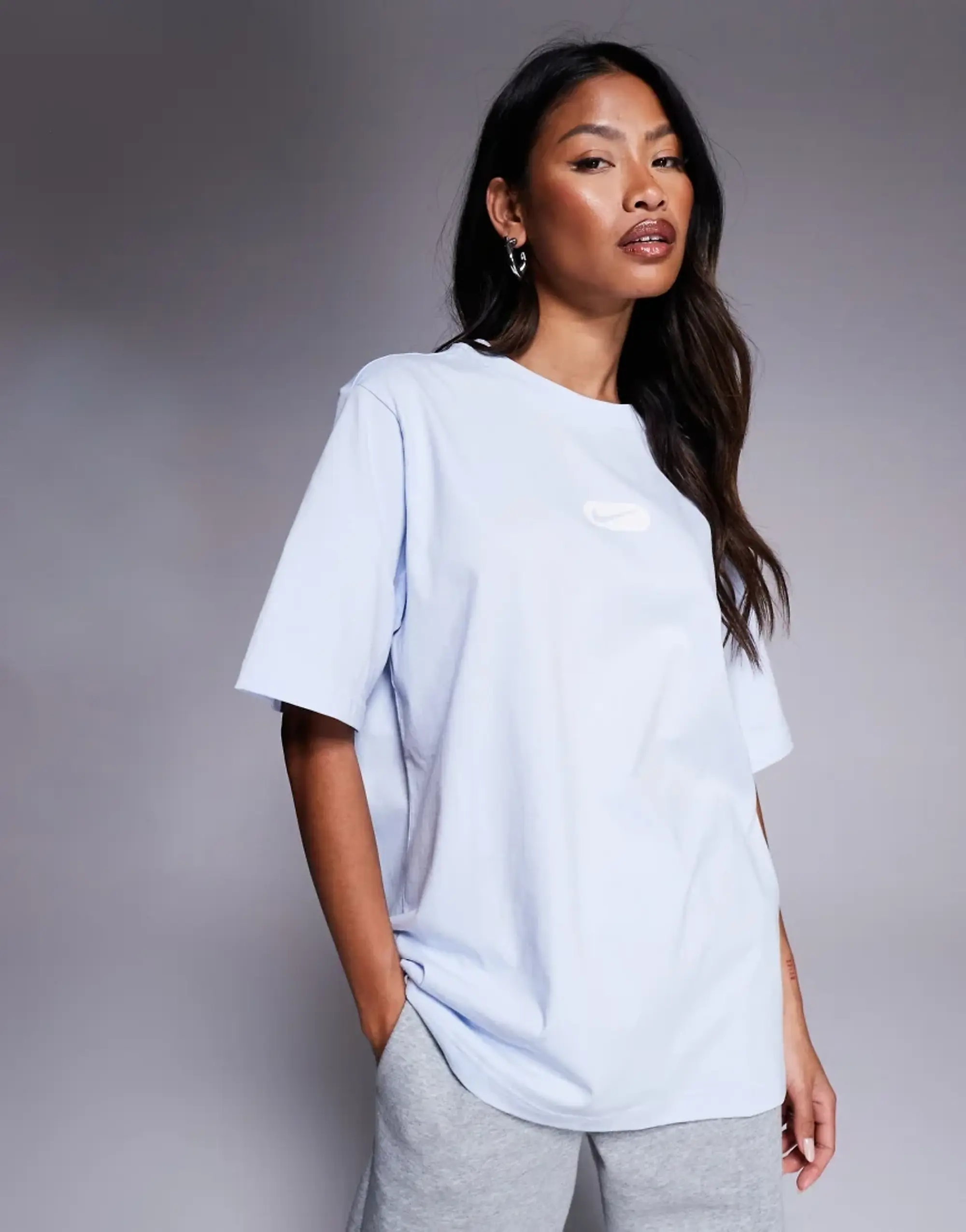 Nike Club Swoosh Oversized T-Shirt In Light Blue
