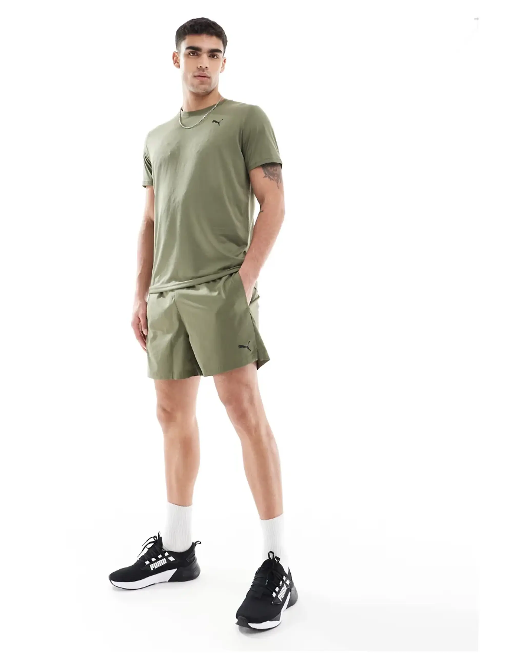 Puma Essentials 5'' Shorts In Khaki-Green
