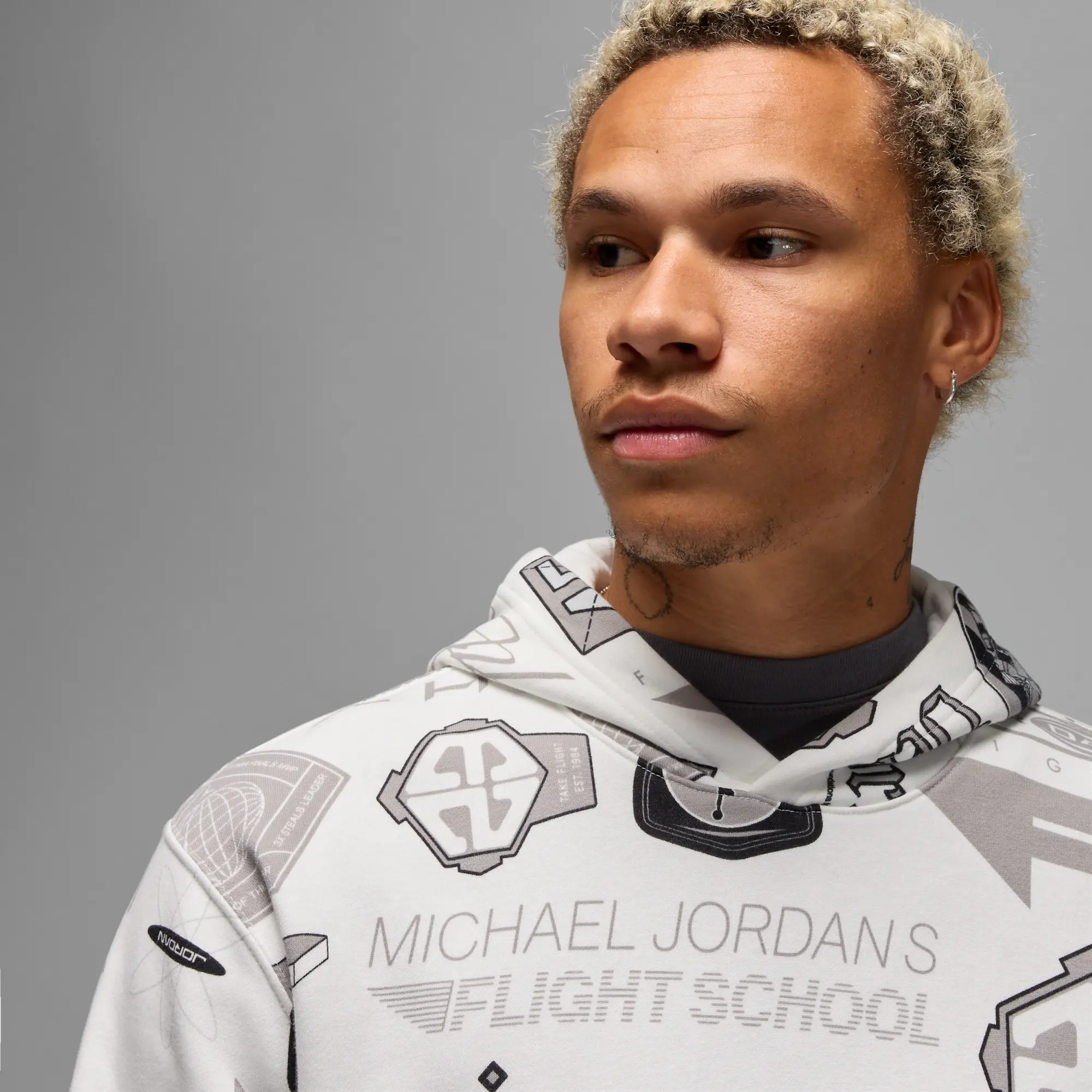 Nike Jordan Essentials Men's Printed Fleece Pullover Hoodie - White - Fleece