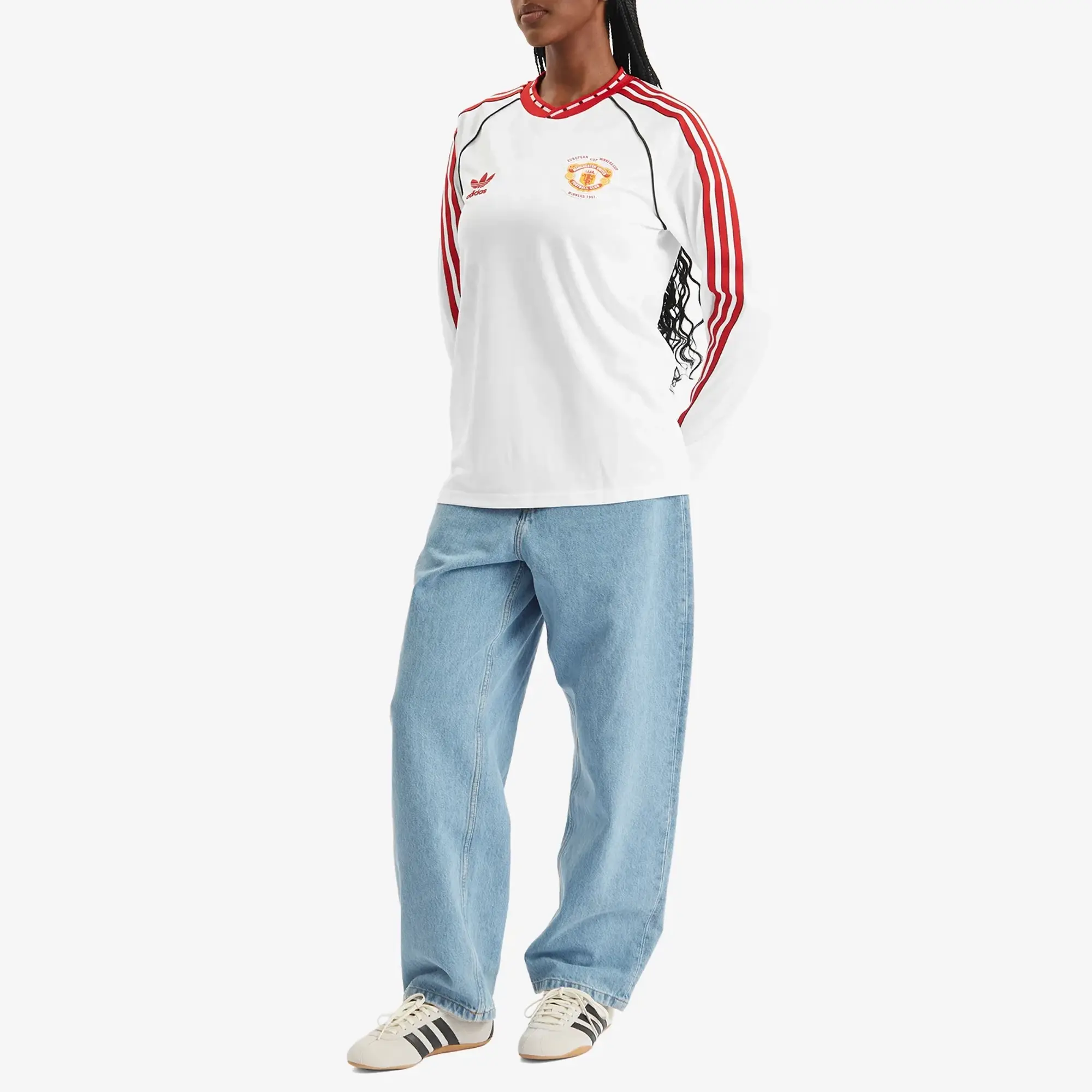 Manchester United x adidas Bring Back 1991 Away 10 Printed Long Sleeve Jersey White