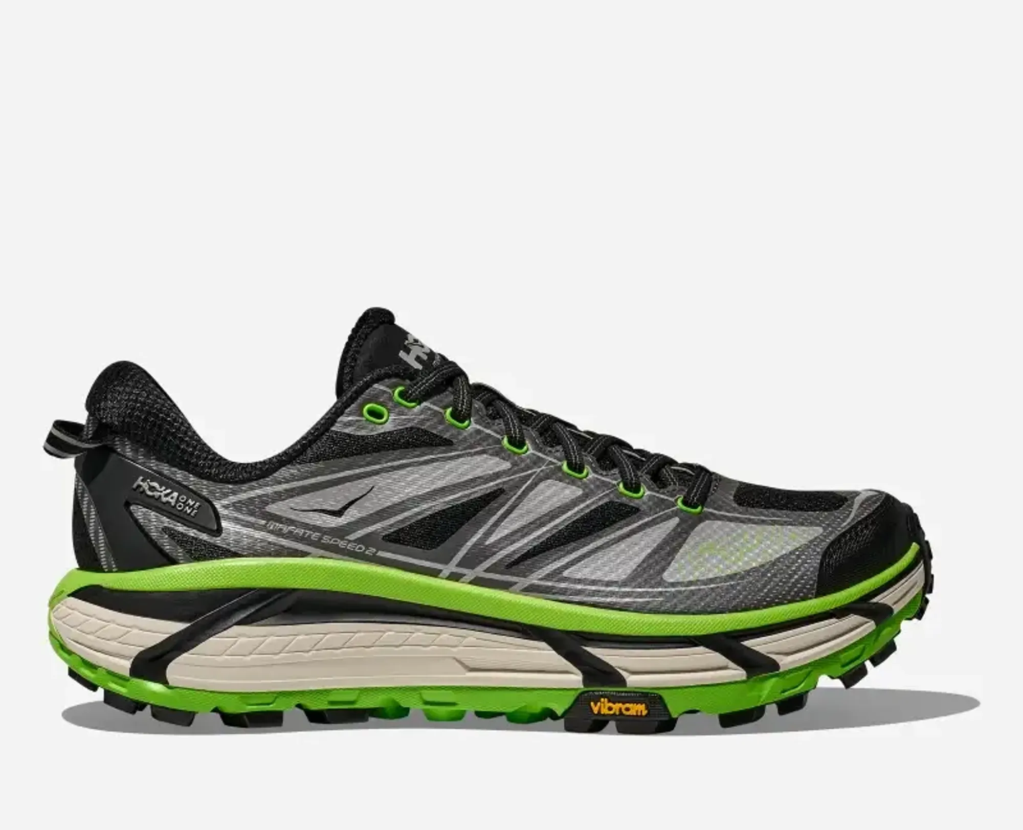 Hoka Mafate Speed 2 Lifestyle Shoes In Black/Electric Green